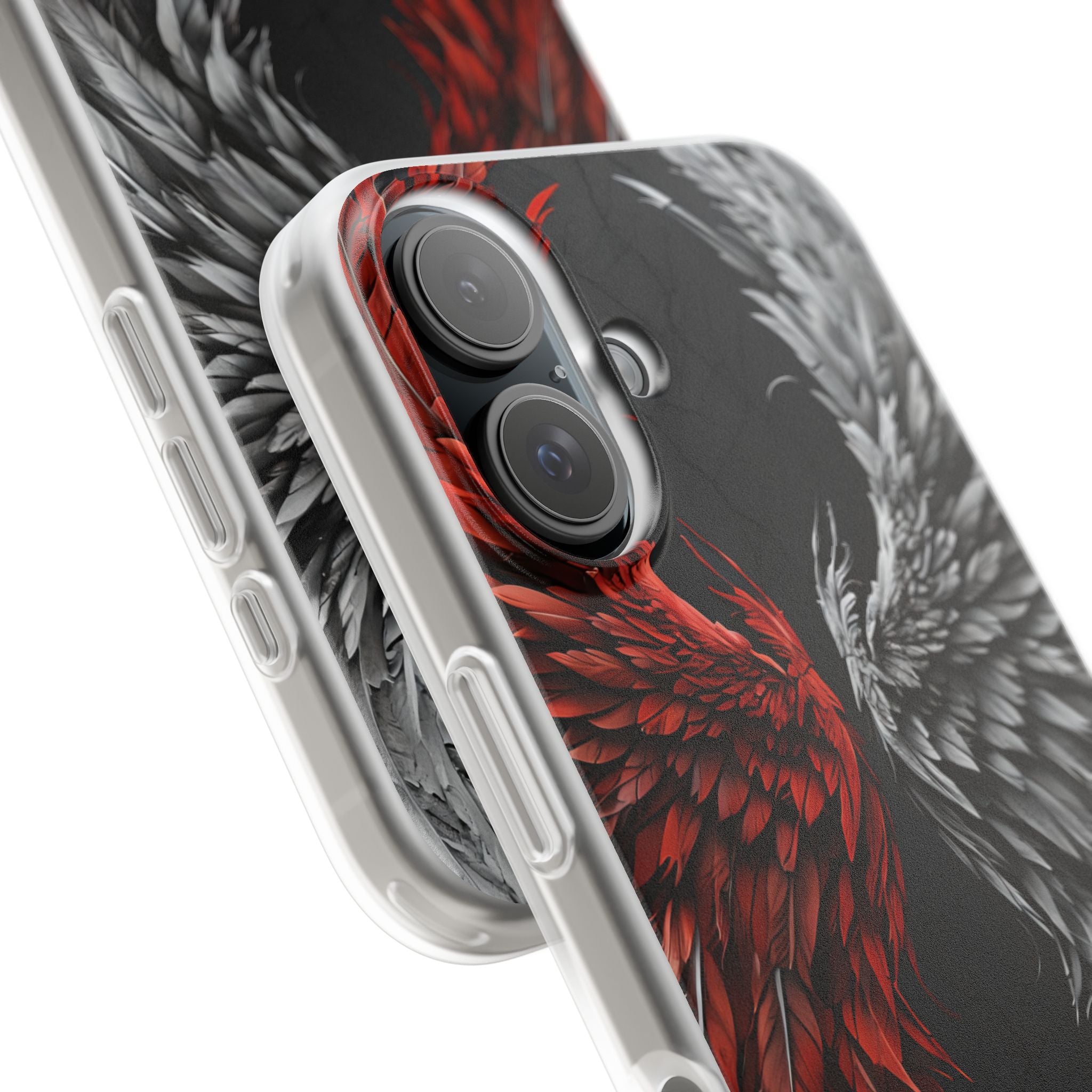 Crimson White Wings iPhone 16 Case - Soft