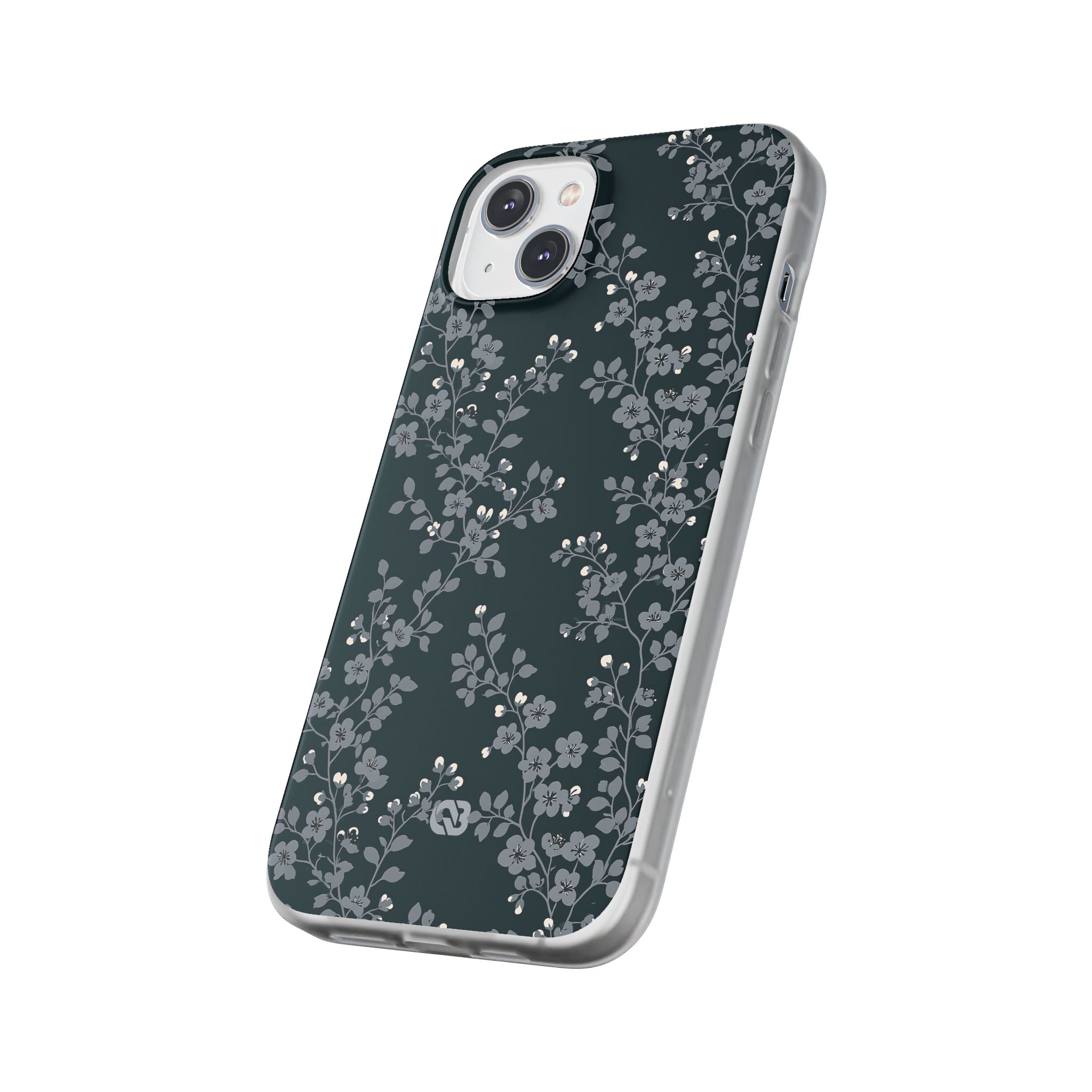 Black Lite Phone Case for iPhone - Midnight Slate Blossom