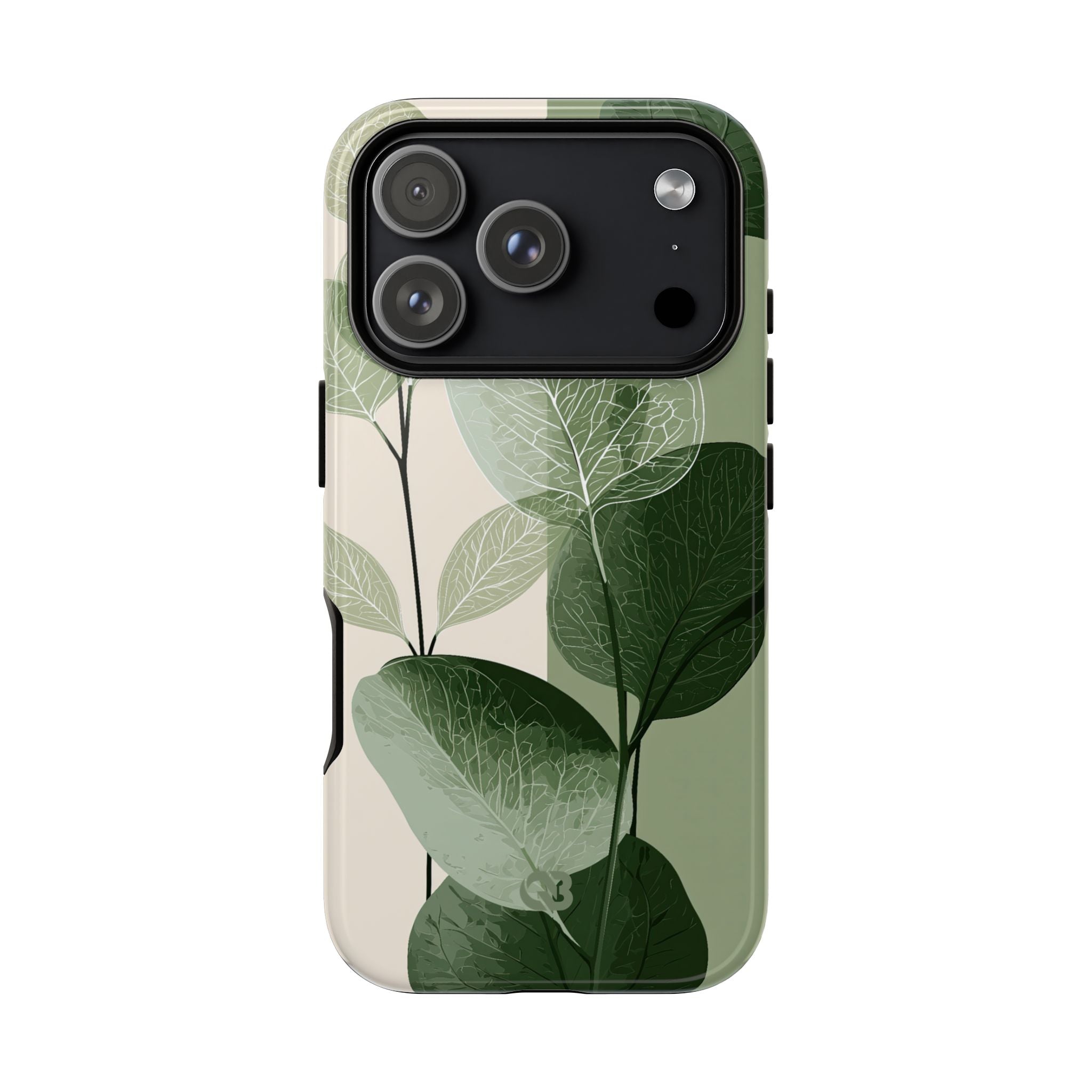 Green Tough Phone Case for iPhone - Sage Leaf Skeletals