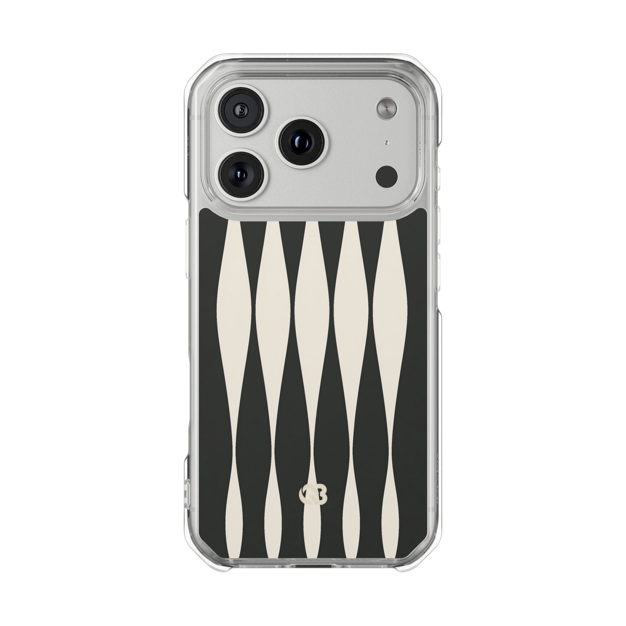 Black Impact MagSafe Phone Case for iPhone - Ivory Spindle Grid