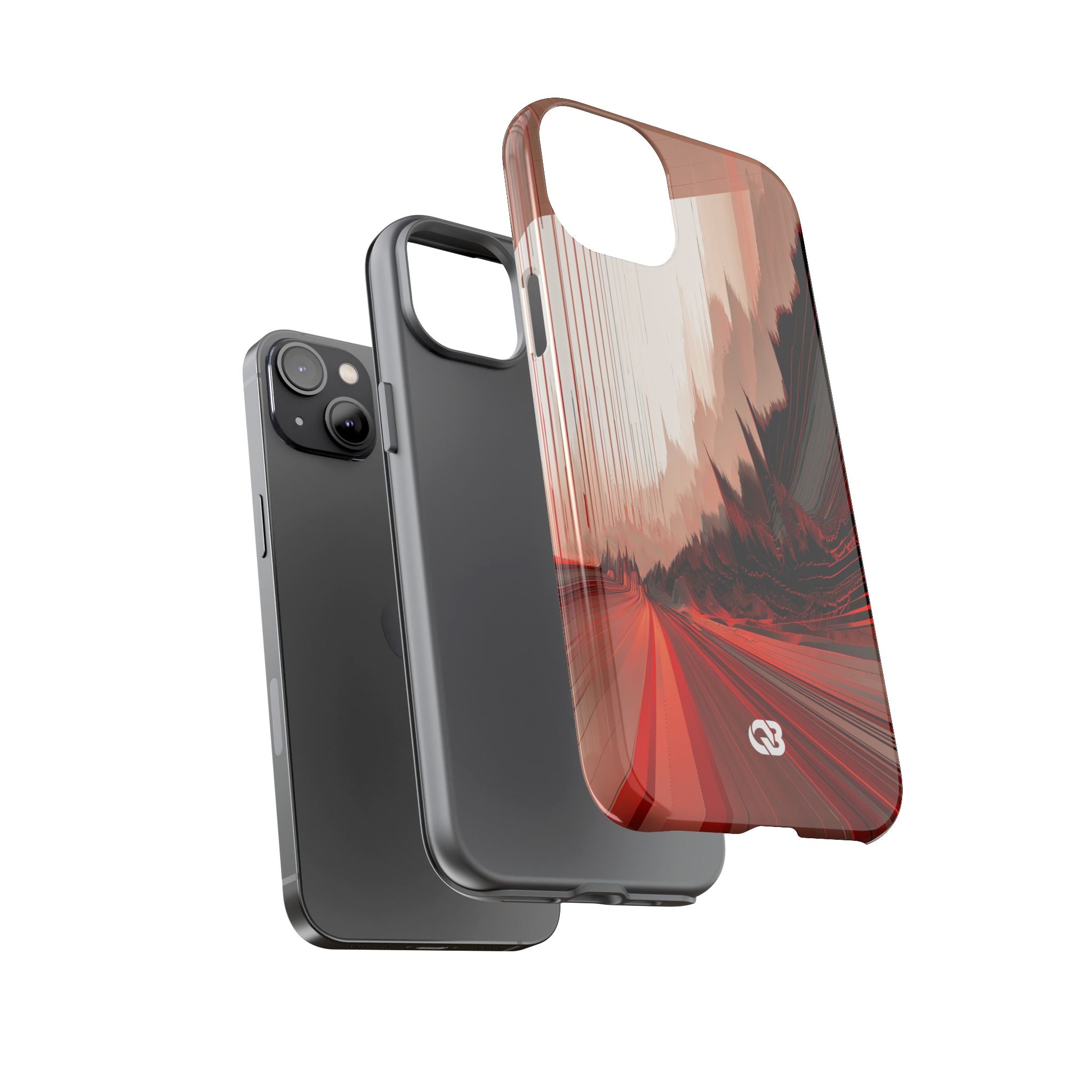 Red Tough Phone Case for iPhone - Crimson Pulse Horizon