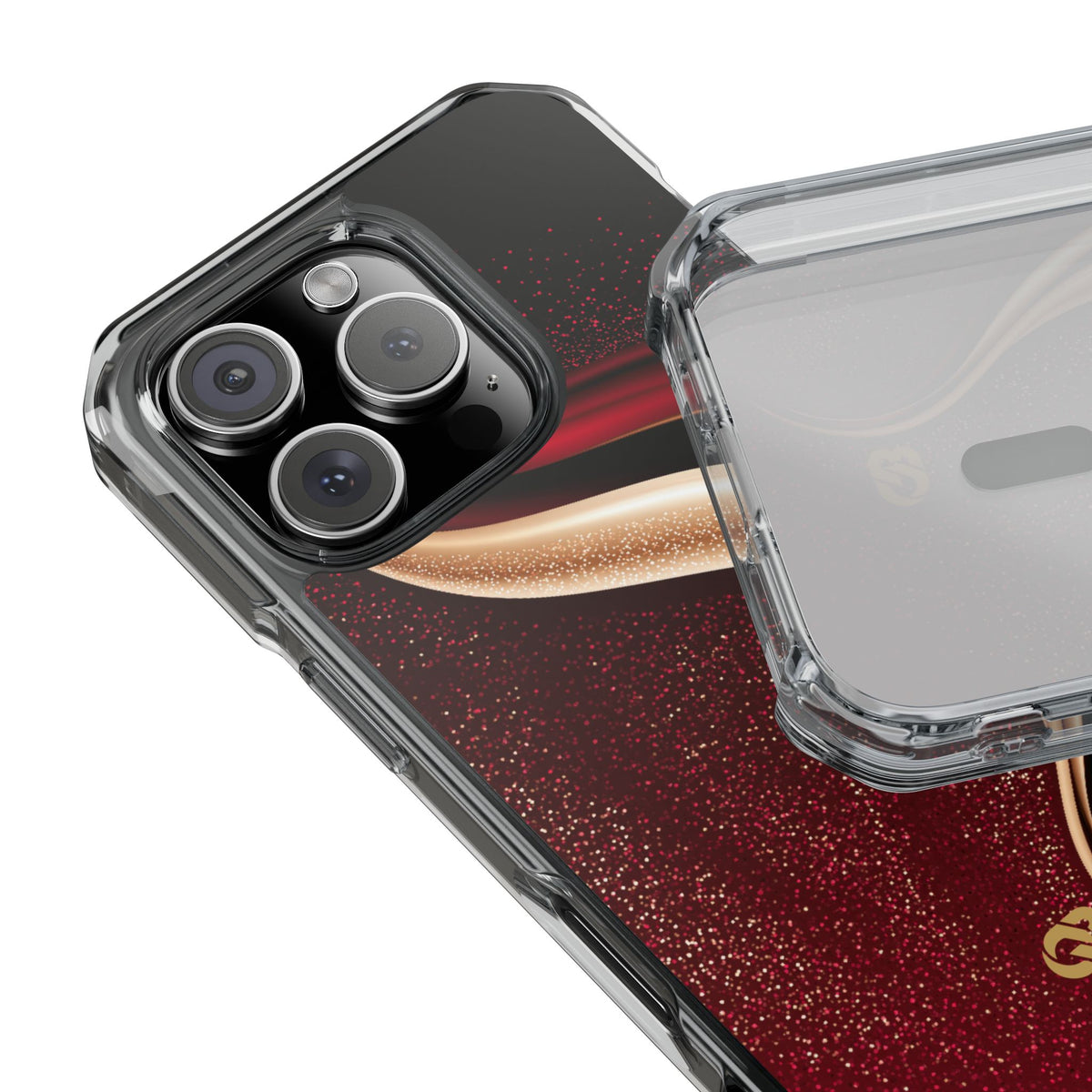 Gilded Crimson Flow · Clear Impact Magnetic Phone Case for iPhone · Red