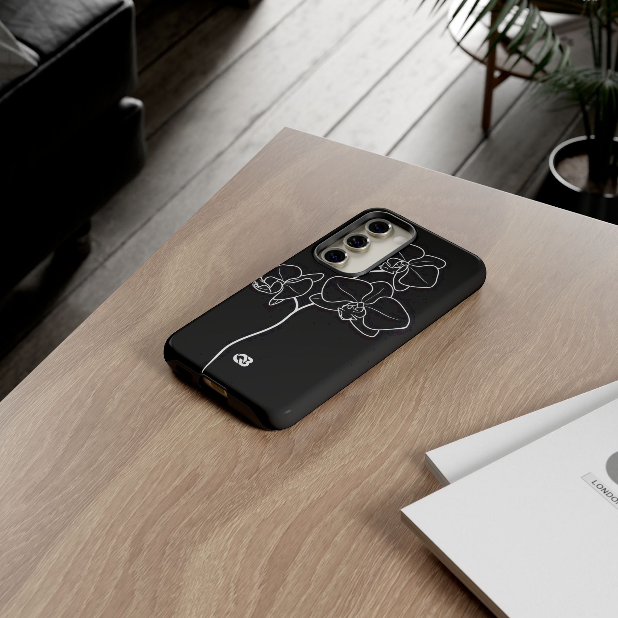 Black Tough Phone Case for Samsung - Noir Alabaster Orchid
