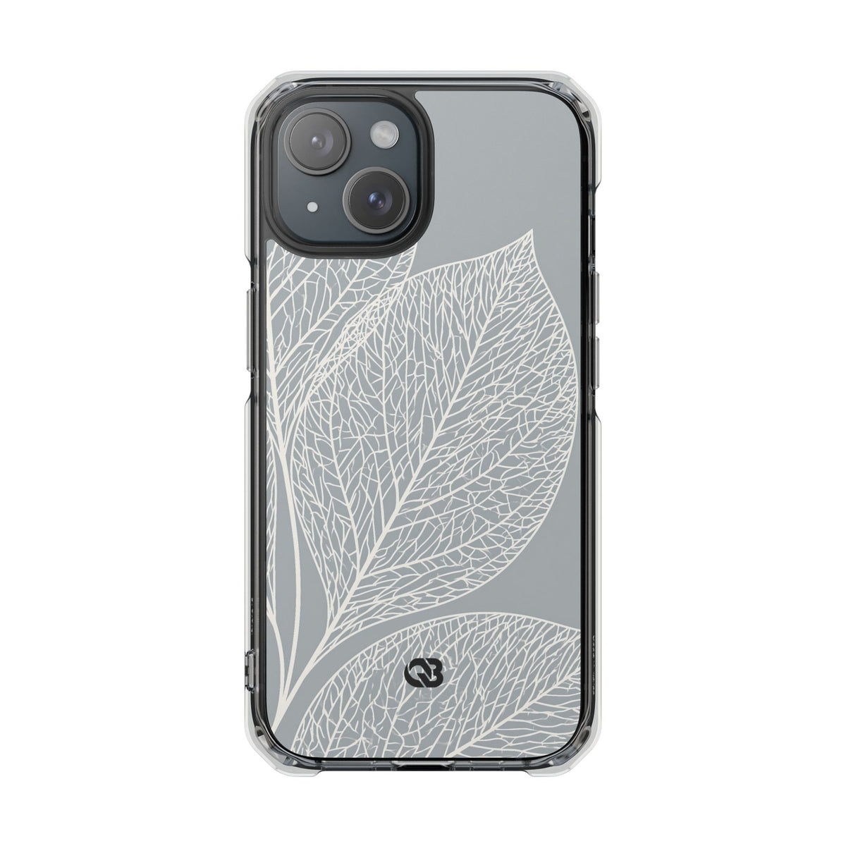 Minimal Leaf Skeleton · Clear Impact Magnetic Phone Case for iPhone · Grey