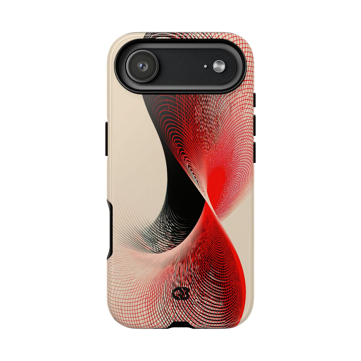 Red Tough Phone Case for iPhone - Scarlet Wireframe Helix