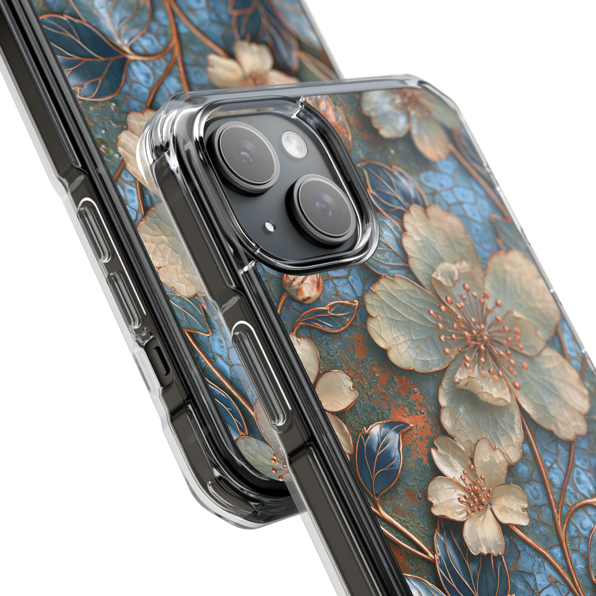 Gilded Blossom Reverie · Clear Impact Magnetic Phone Case for iPhone · Teal