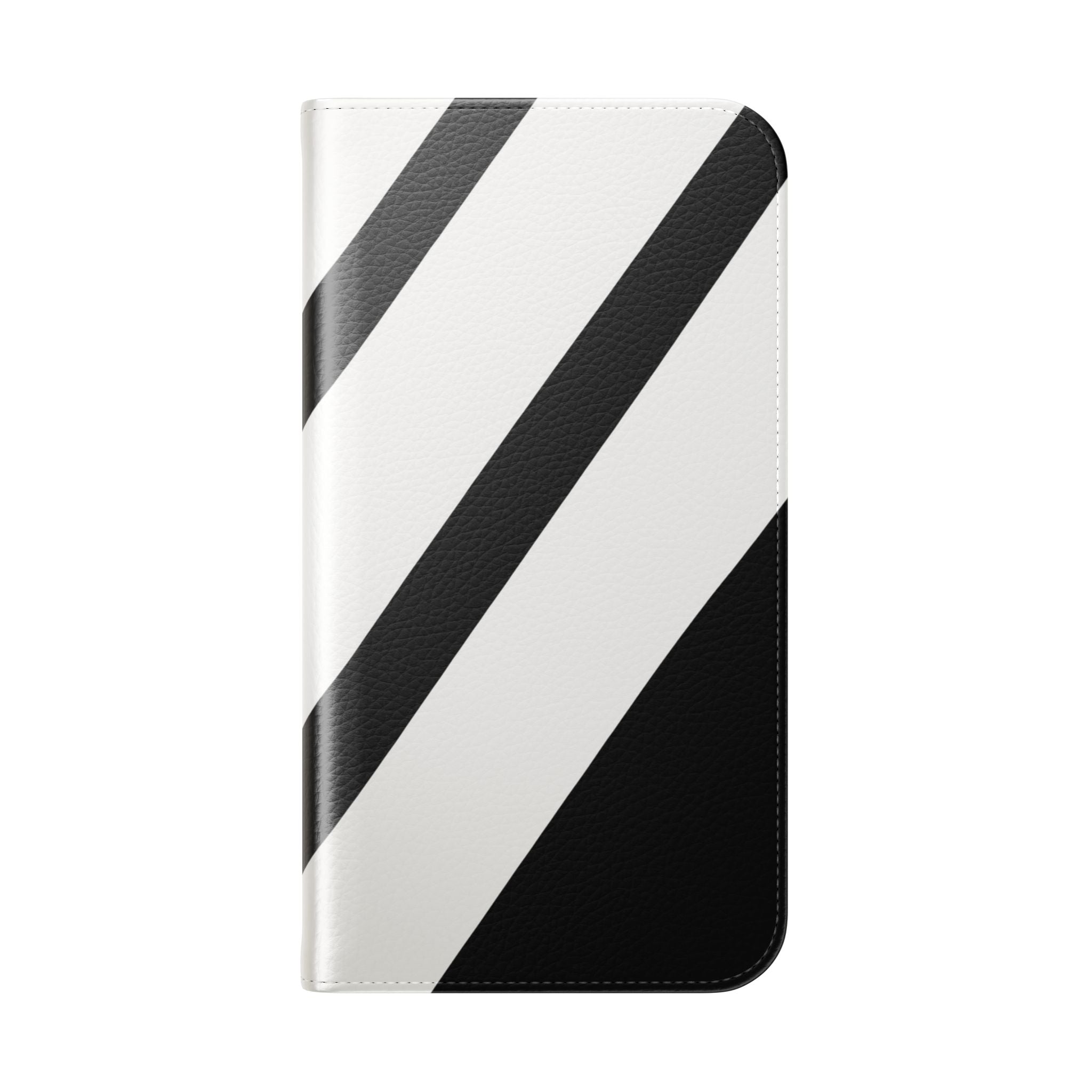 Diagonal Stripes BlackWhite - iPhone 15 Case - Wallet