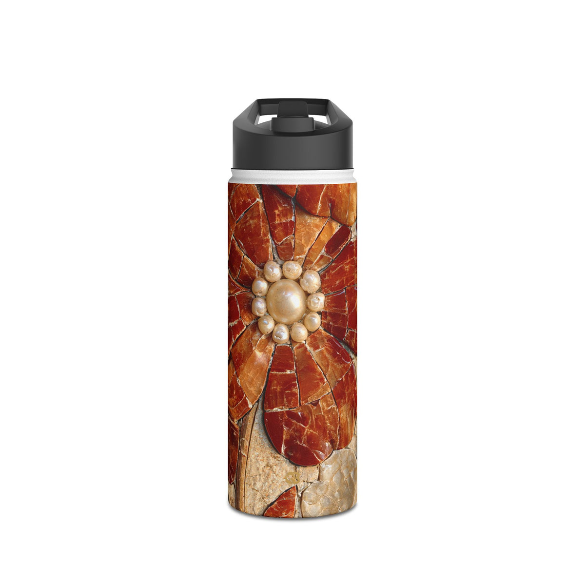 Carnelian Pearl Bloom · Insulated Water Bottle · Orange