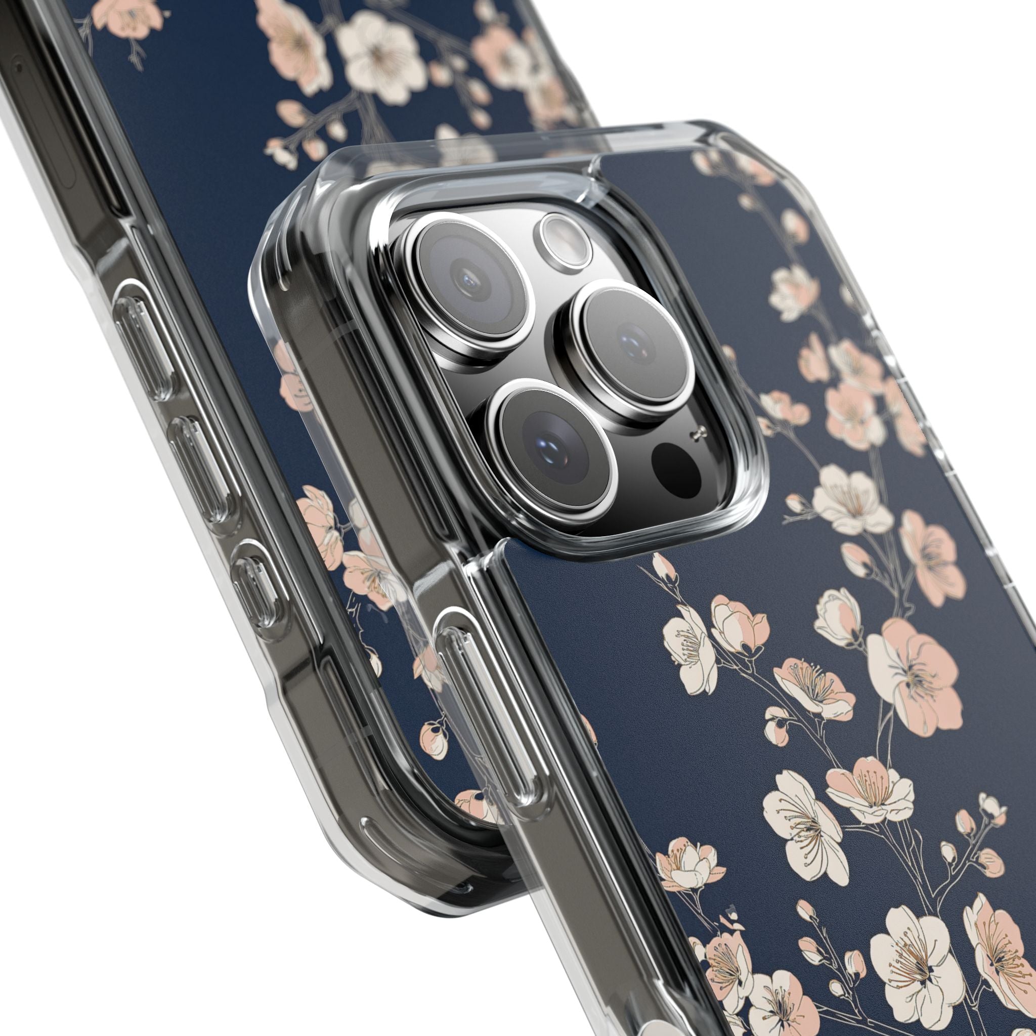 Blue Impact MagSafe Phone Case for iPhone - Midnight Peach Sakura
