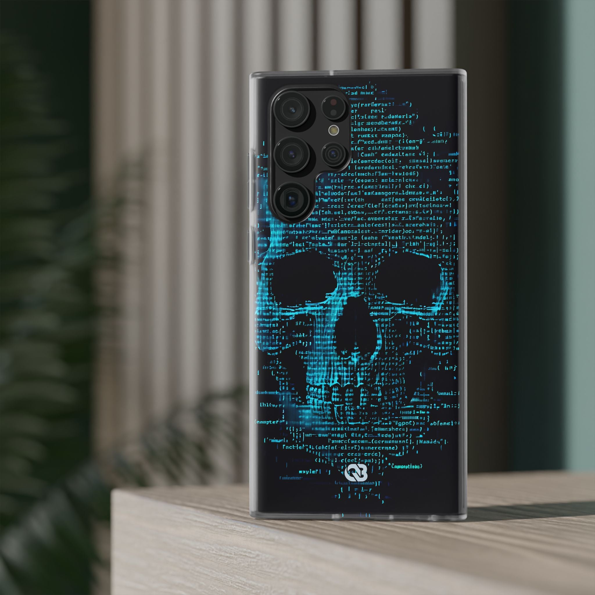 Cyan Glitch Skull · Soft Handyhülle für Samsung