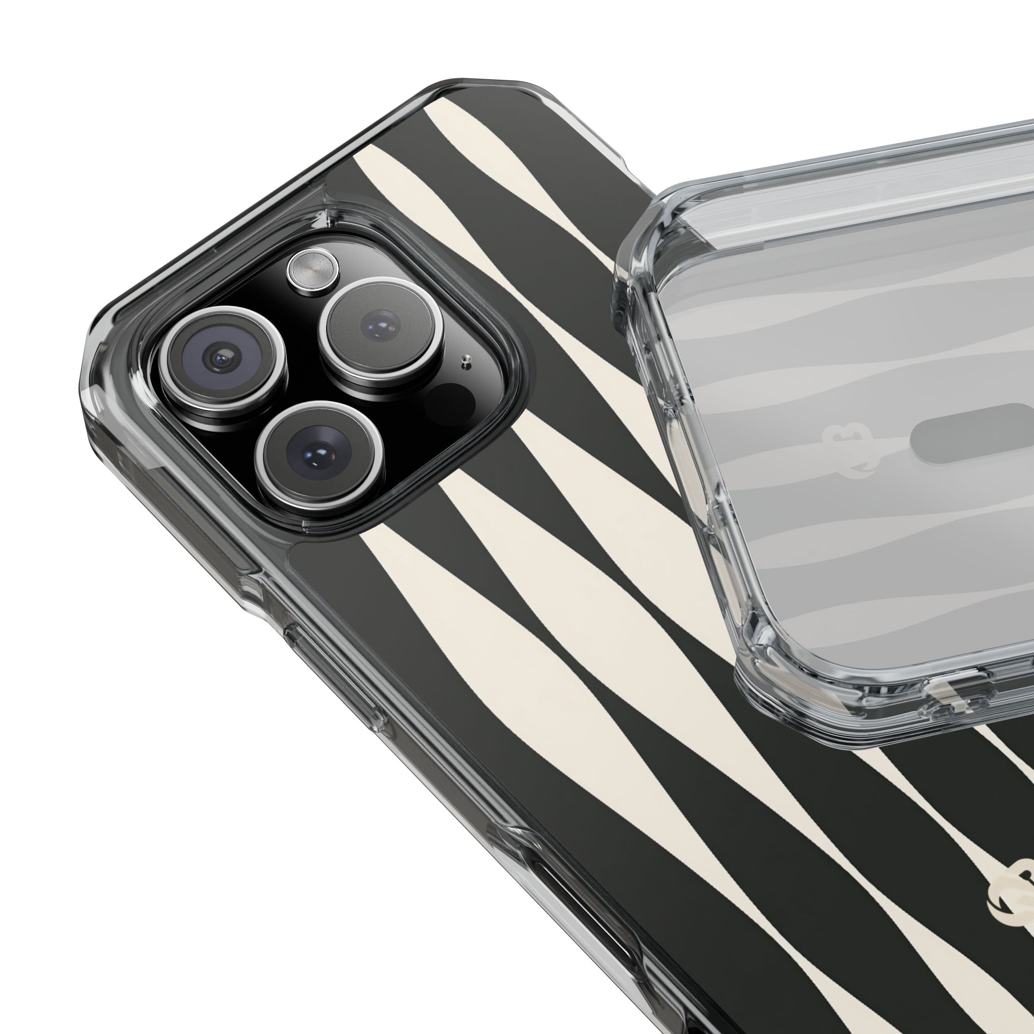 Black Impact MagSafe Phone Case for iPhone - Ivory Spindle Grid