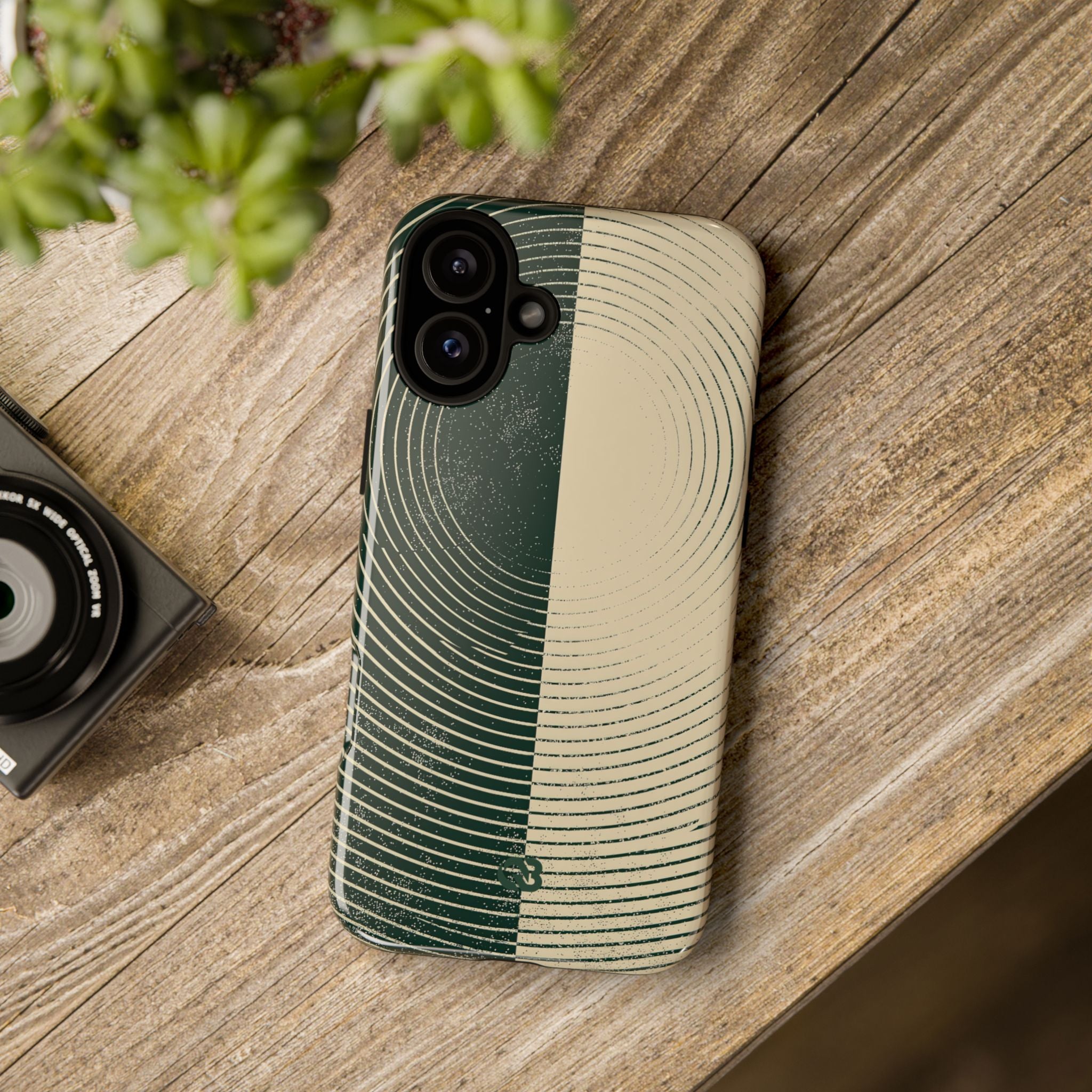 Green Tough Phone Case for iPhone - Evergreen Split Grain