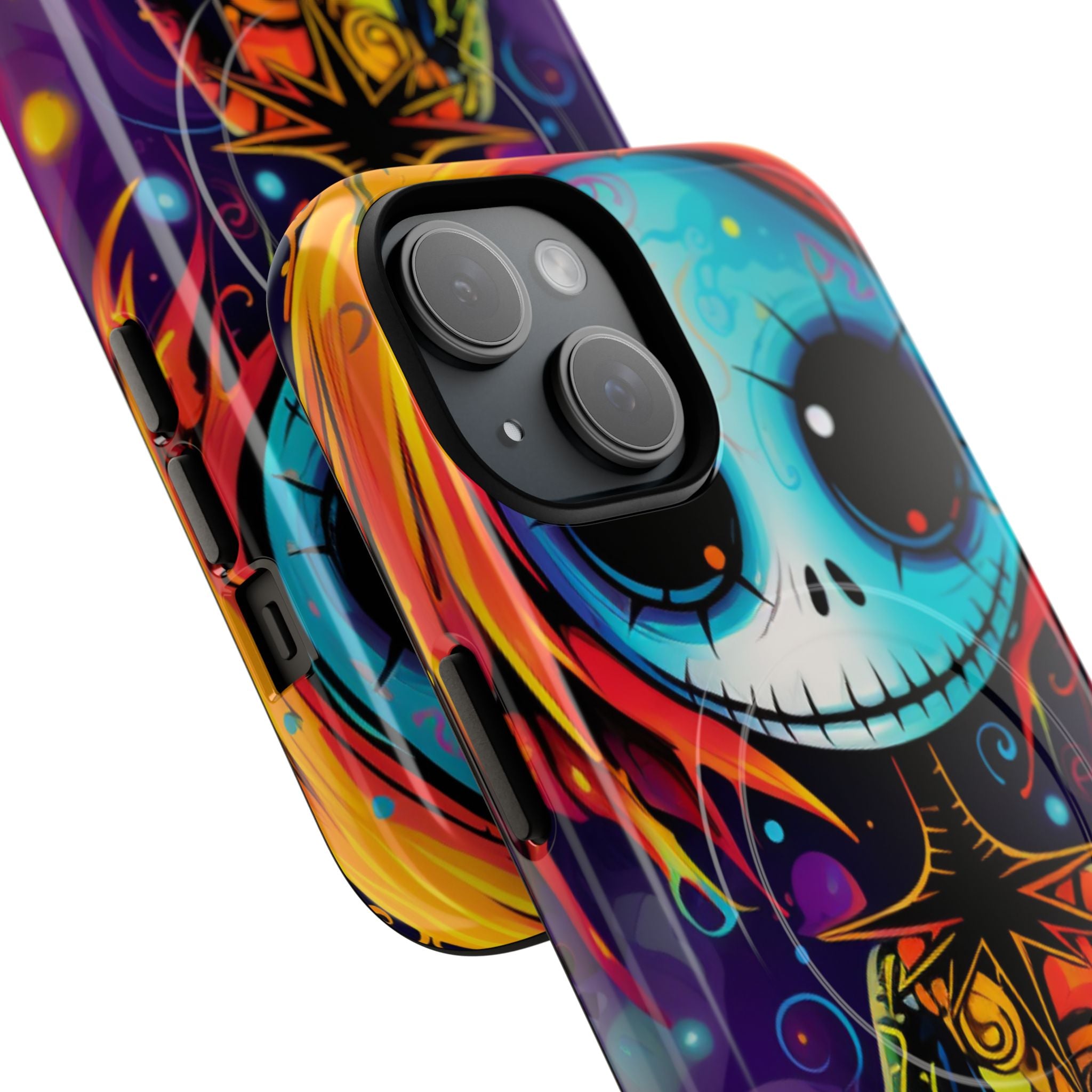 Blue Skull Swirl iPhone 15 Case - Tough+ - CASE•BOB