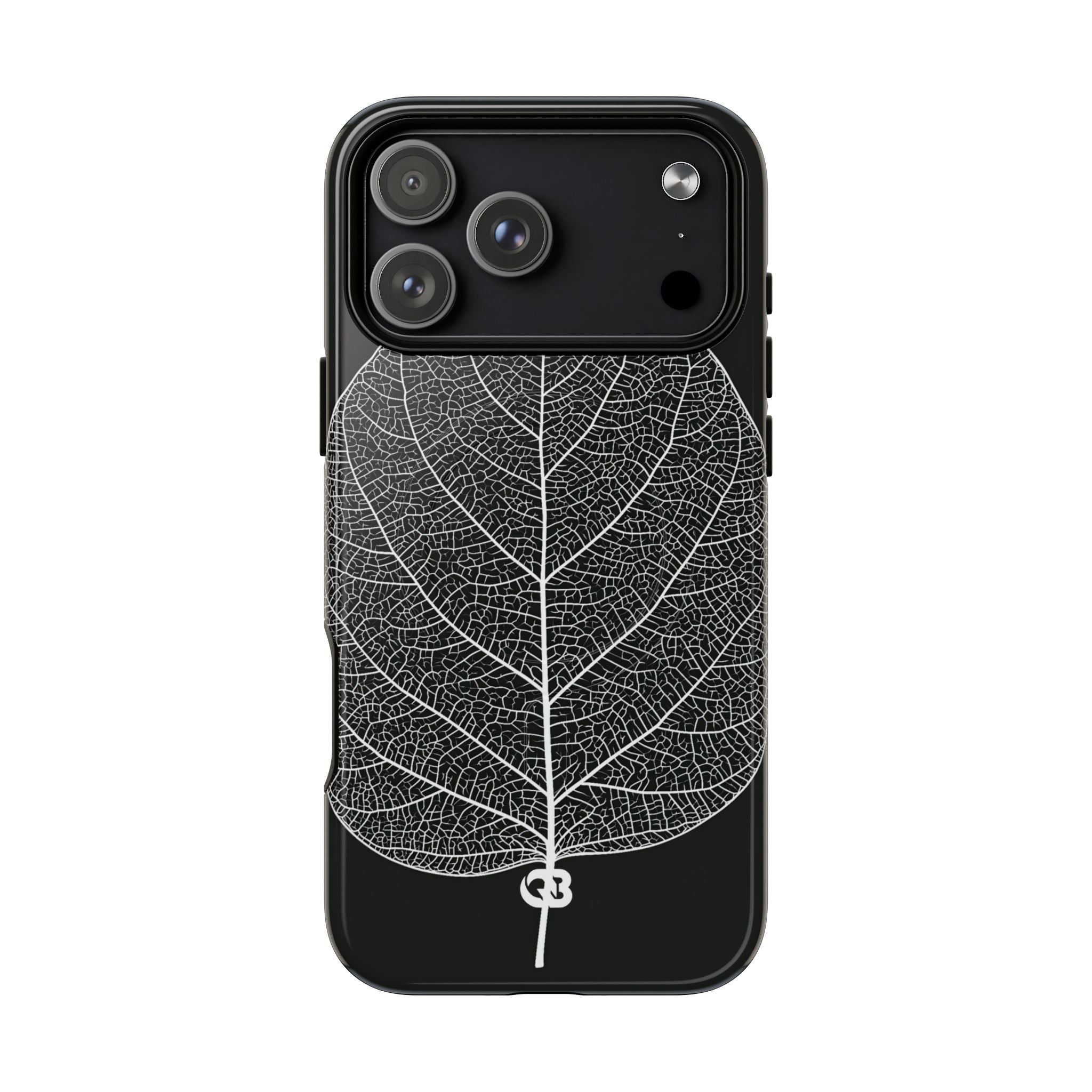 Black Tough 2.0 Magsafe Phone Case for iPhone - Bleached Leaf Lattice