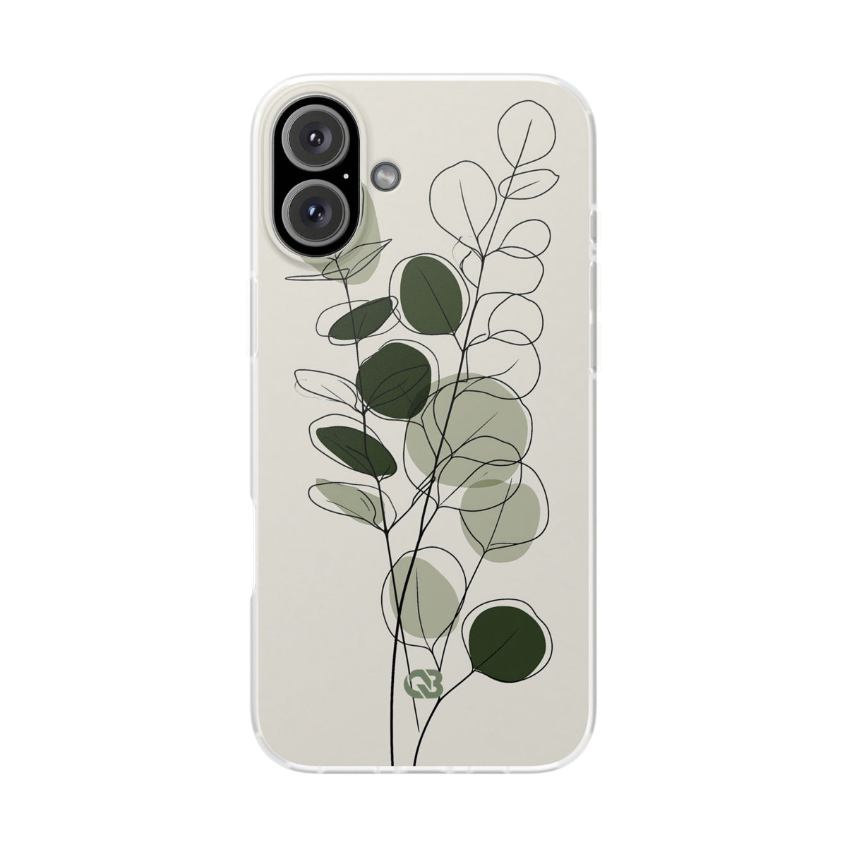 Green Lite Phone Case for iPhone - Muted Eucalyptus Sketch