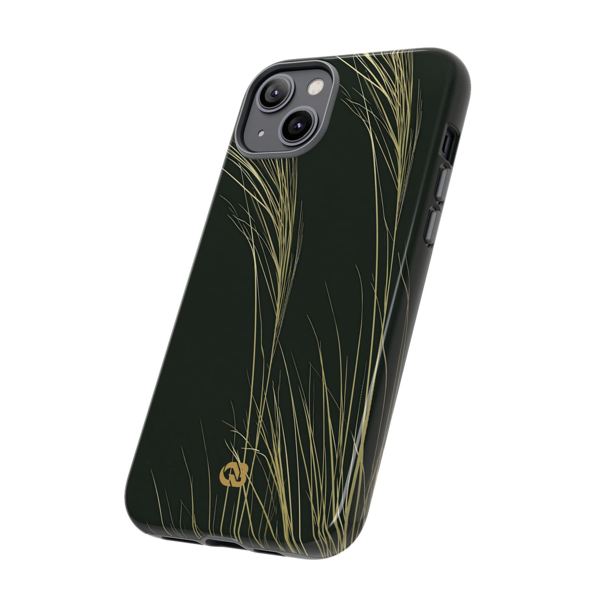 Green Tough Phone Case for iPhone - Midnight Gilded Grass