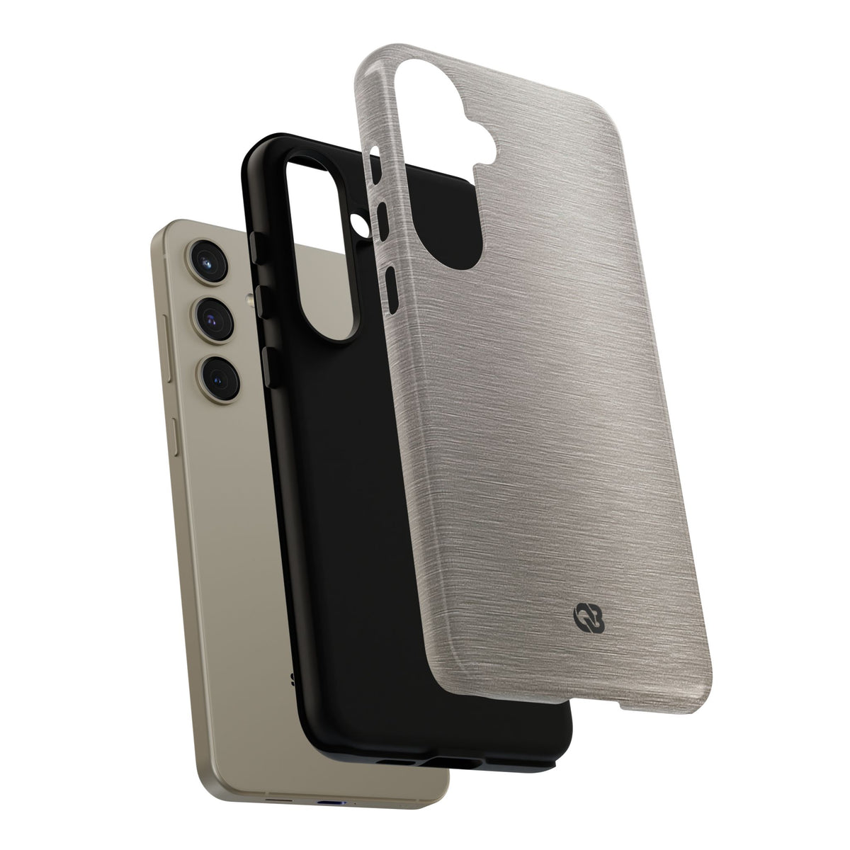Grey Tough Phone Case for Samsung - Brushed Nickel Linen