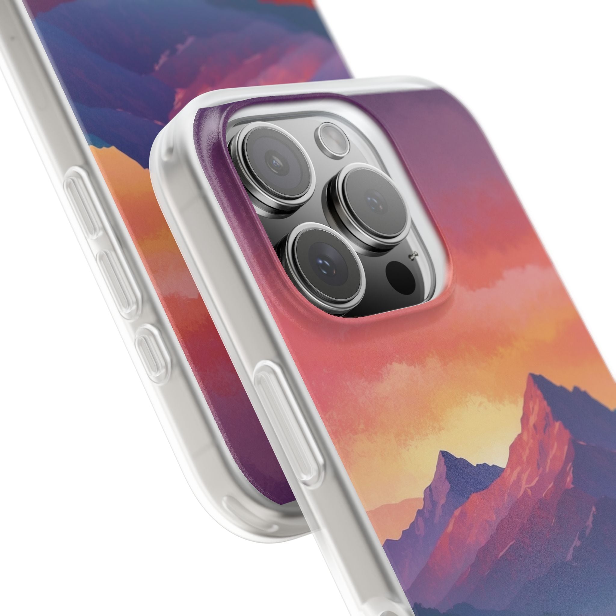 Crimson Mountain Dusk · Soft Custodia per iPhone