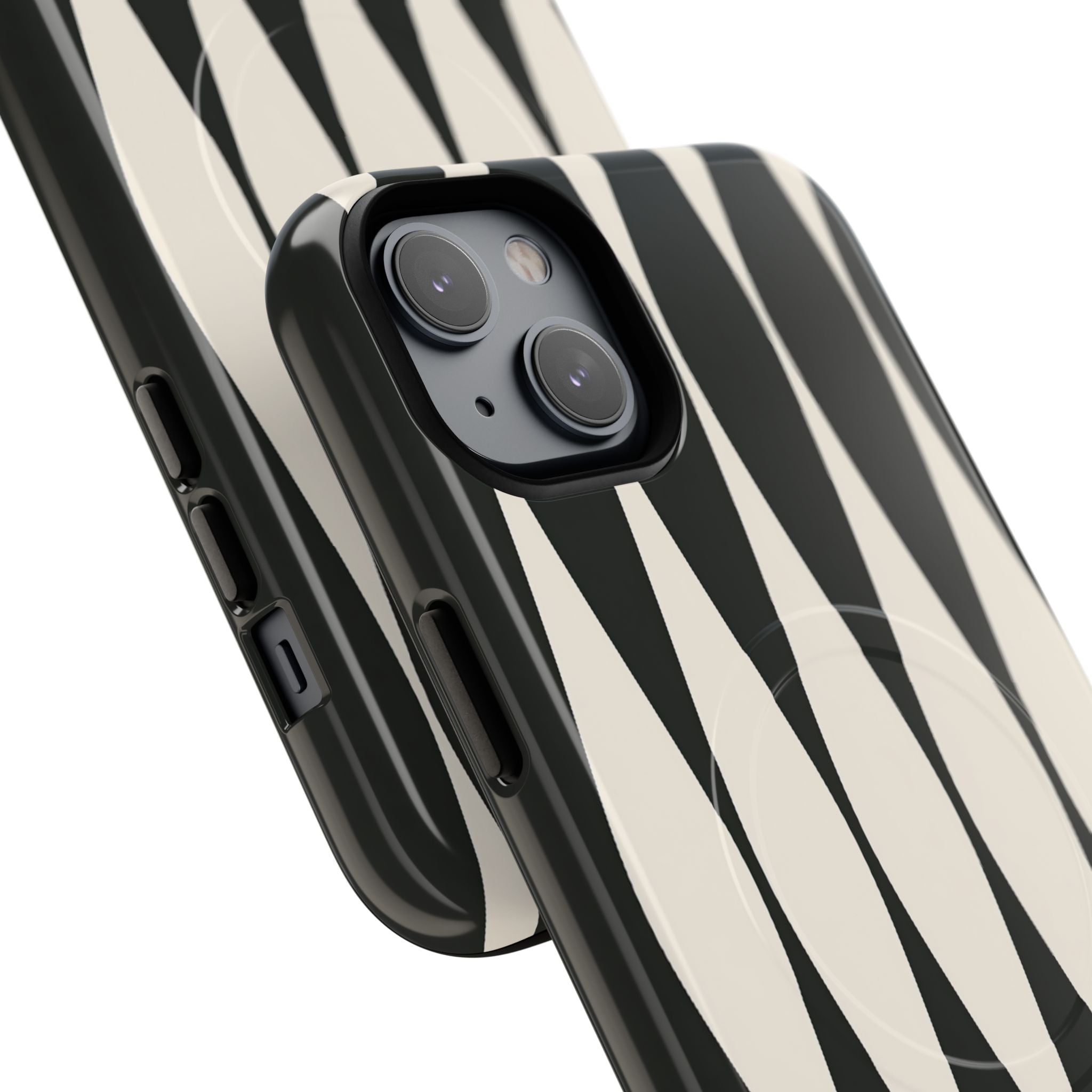 Black Tough 2.0 Magsafe Phone Case for iPhone - Ivory Spindle Grid