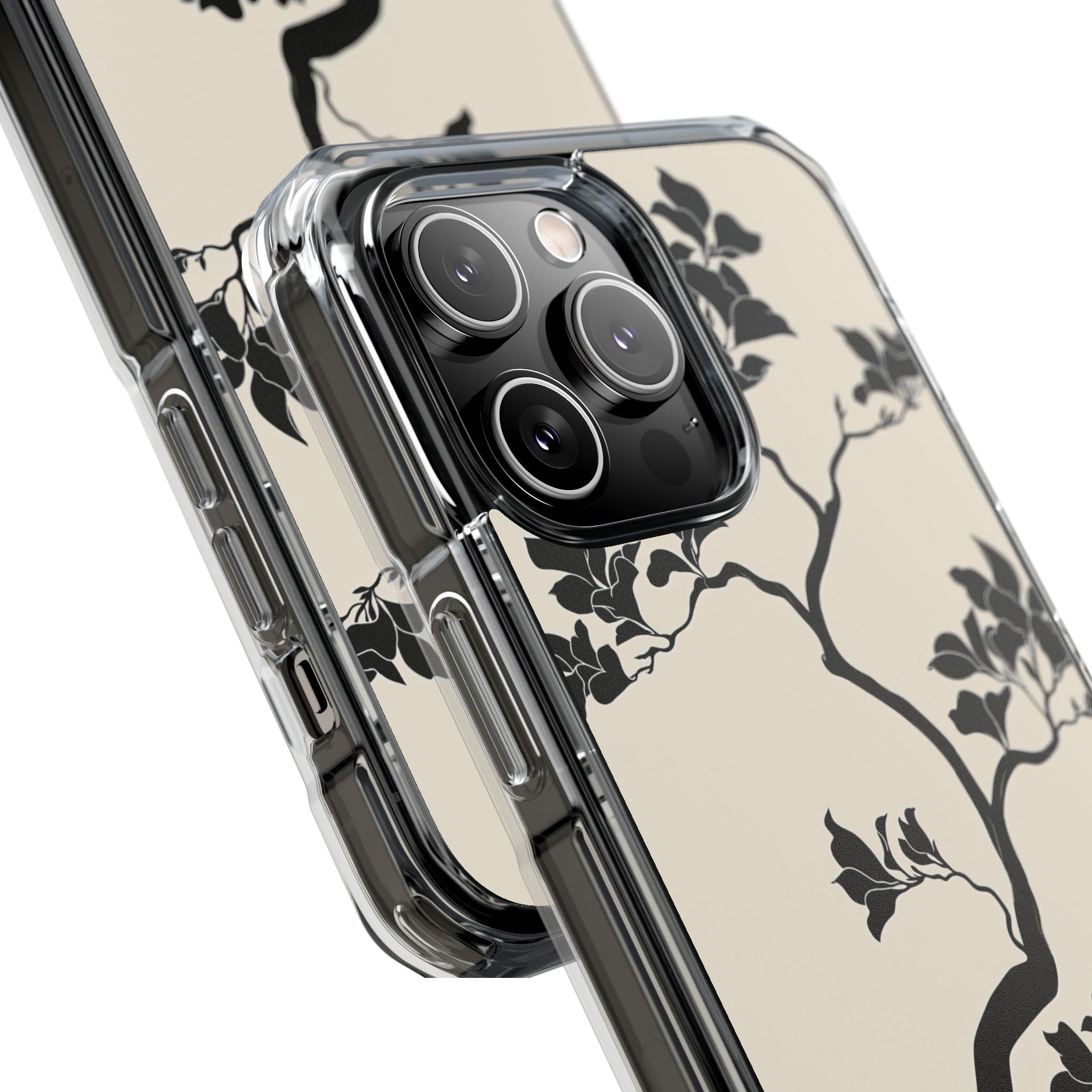 Beige Impact MagSafe Phone Case for iPhone - Obsidian Bonsai Silhouette
