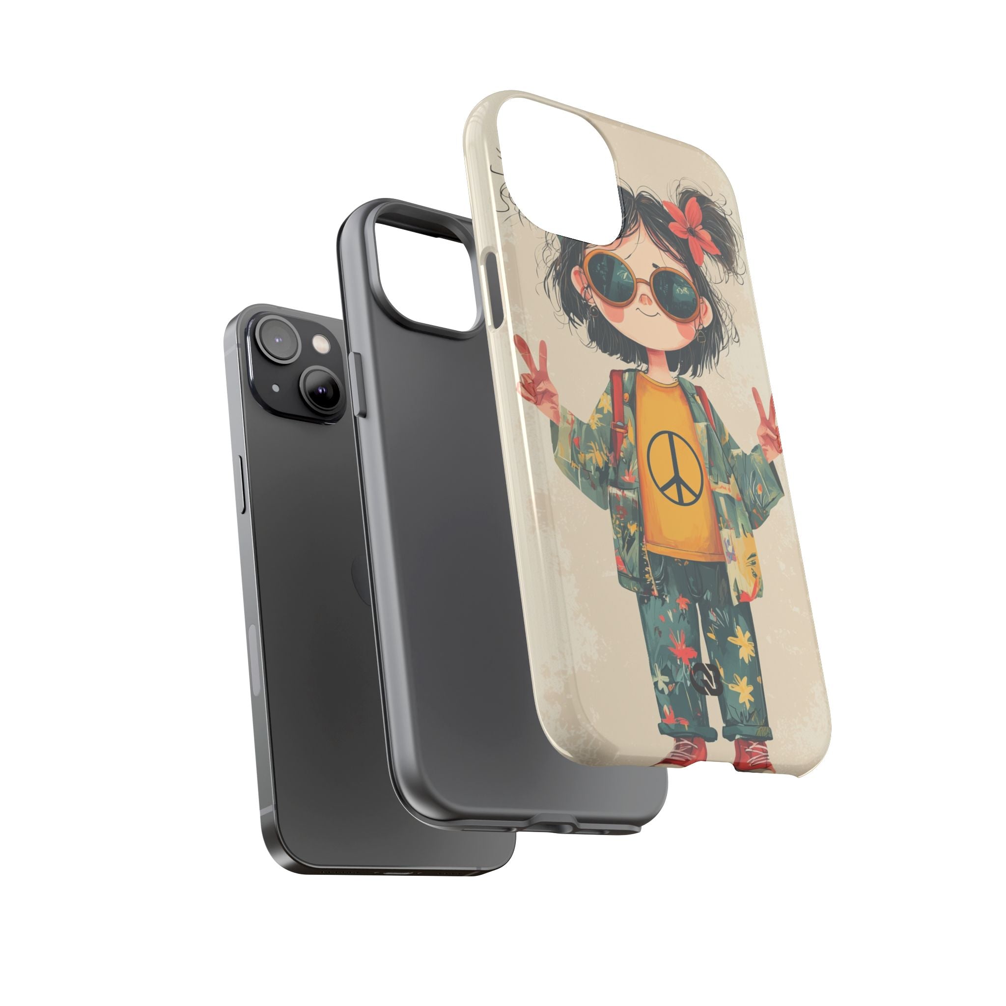 Retro Peace Girl · Tough Phone Case for iPhone