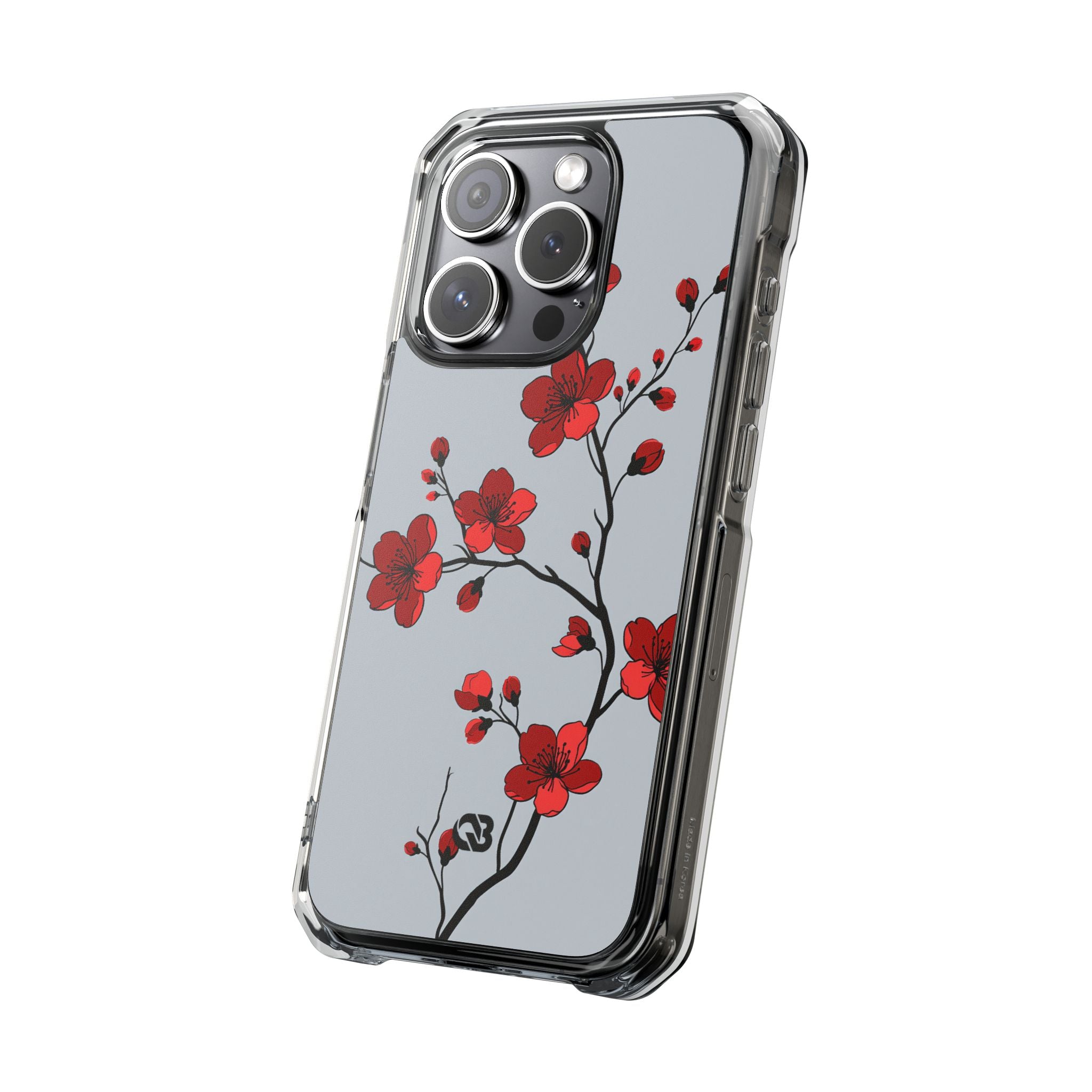 Grey Impact MagSafe Phone Case for iPhone - Crimson Blossom Onyx
