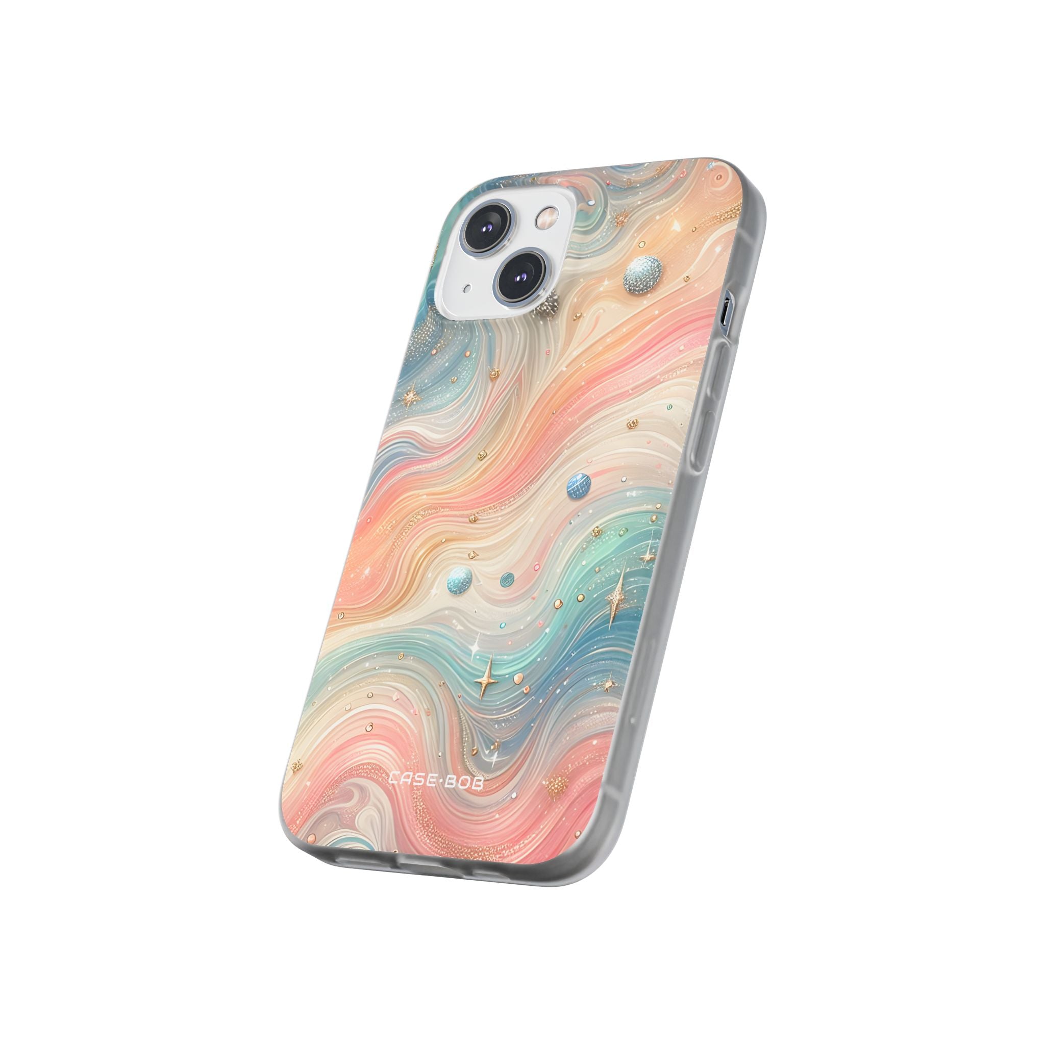 Iridescent Swirls iPhone 14 Skal - Mjukt