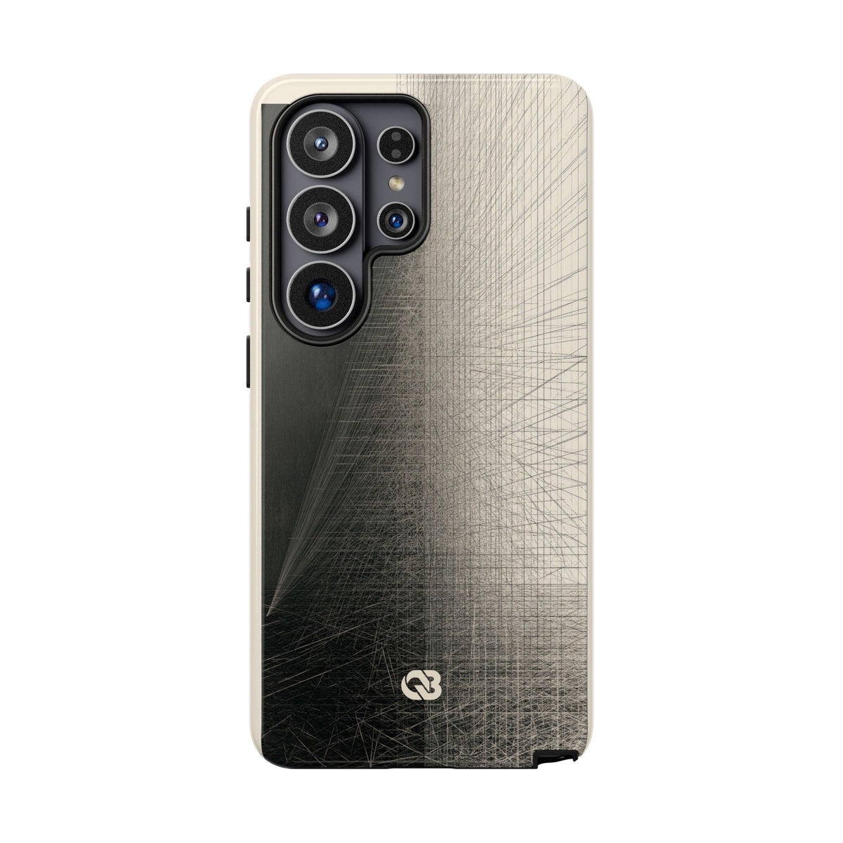 Beige Tough Phone Case for Samsung - Brutalist Graphite Grid