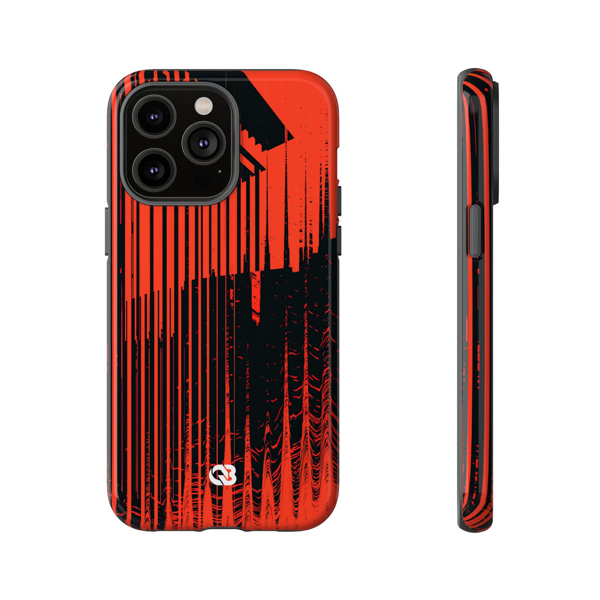 Red Tough Phone Case for iPhone - Crimson Brutalist Distortion