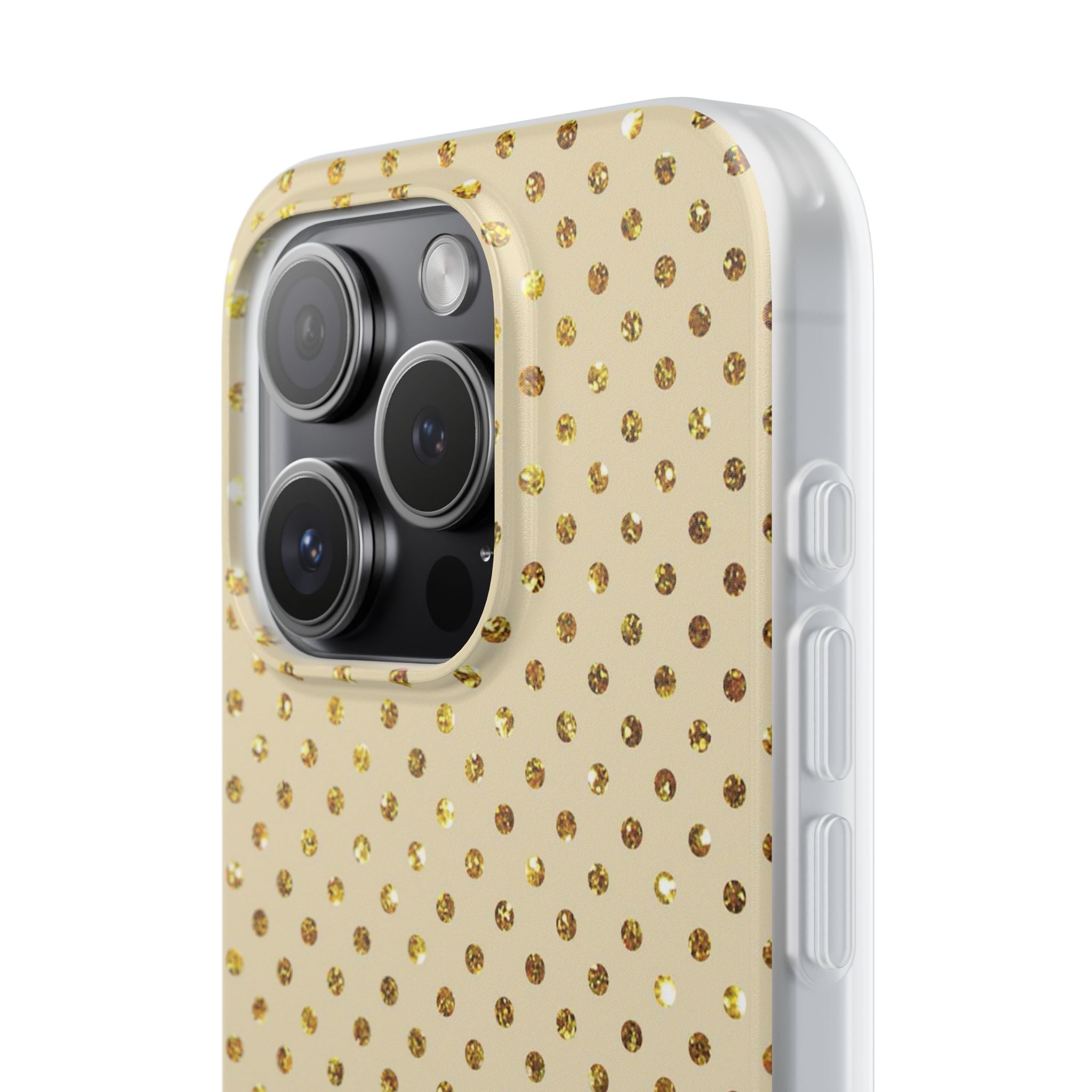 Gold Sparkle Grid iPhone 15 Pro Case - Soft