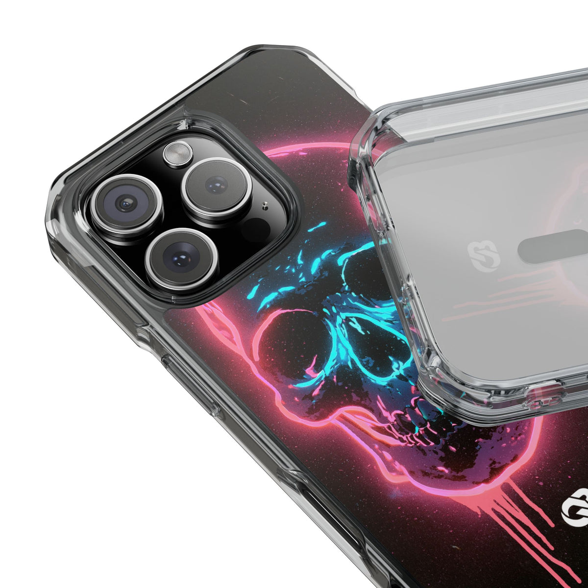 Neon Drip Skull · Clear Impact Magnetic Phone Case for iPhone · Black