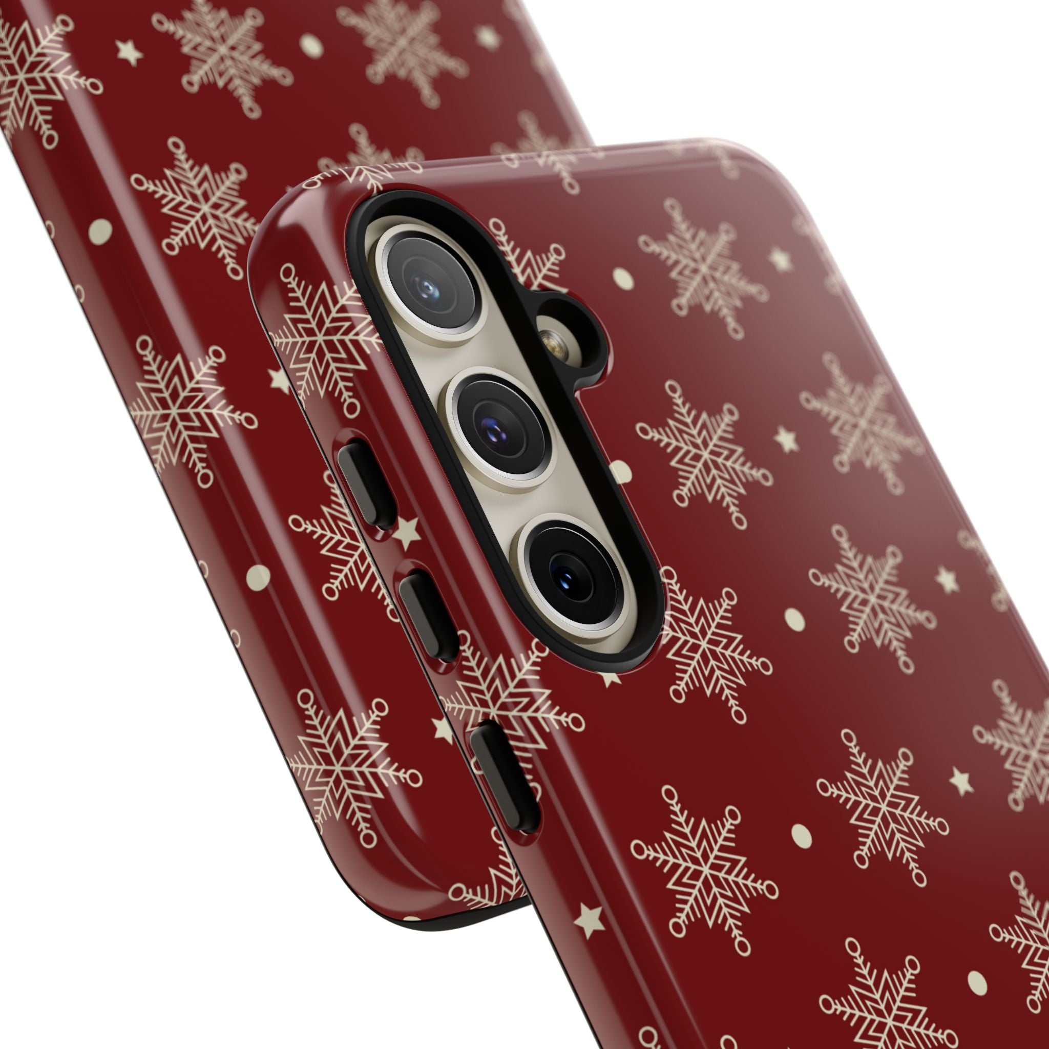 Cream Snowflake Crimson Samsung S24 Plus Case - Tough