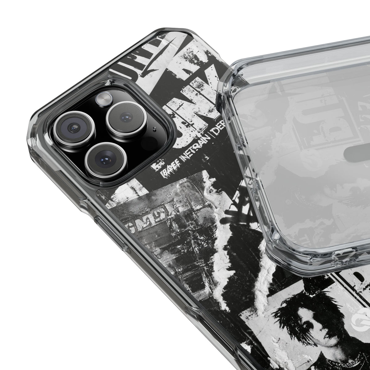Underground Punk Collage · Clear Impact Magnetic Phone Case for iPhone · Black