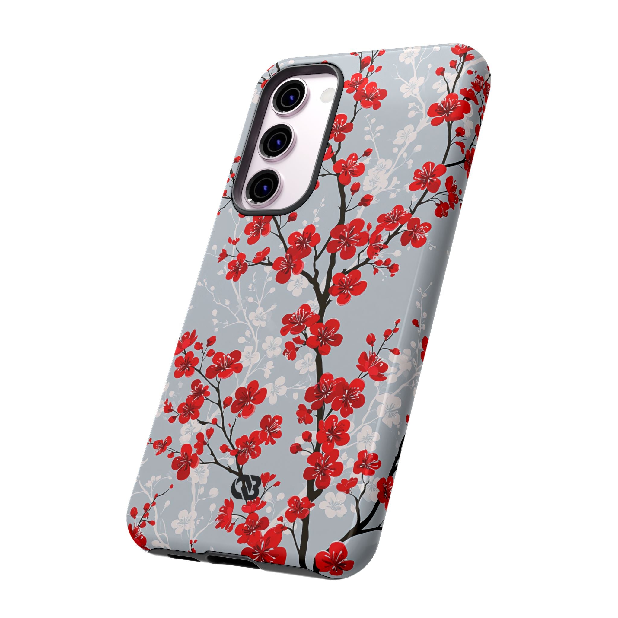 Grey Tough Phone Case for Samsung - Crimson Sakura Slate