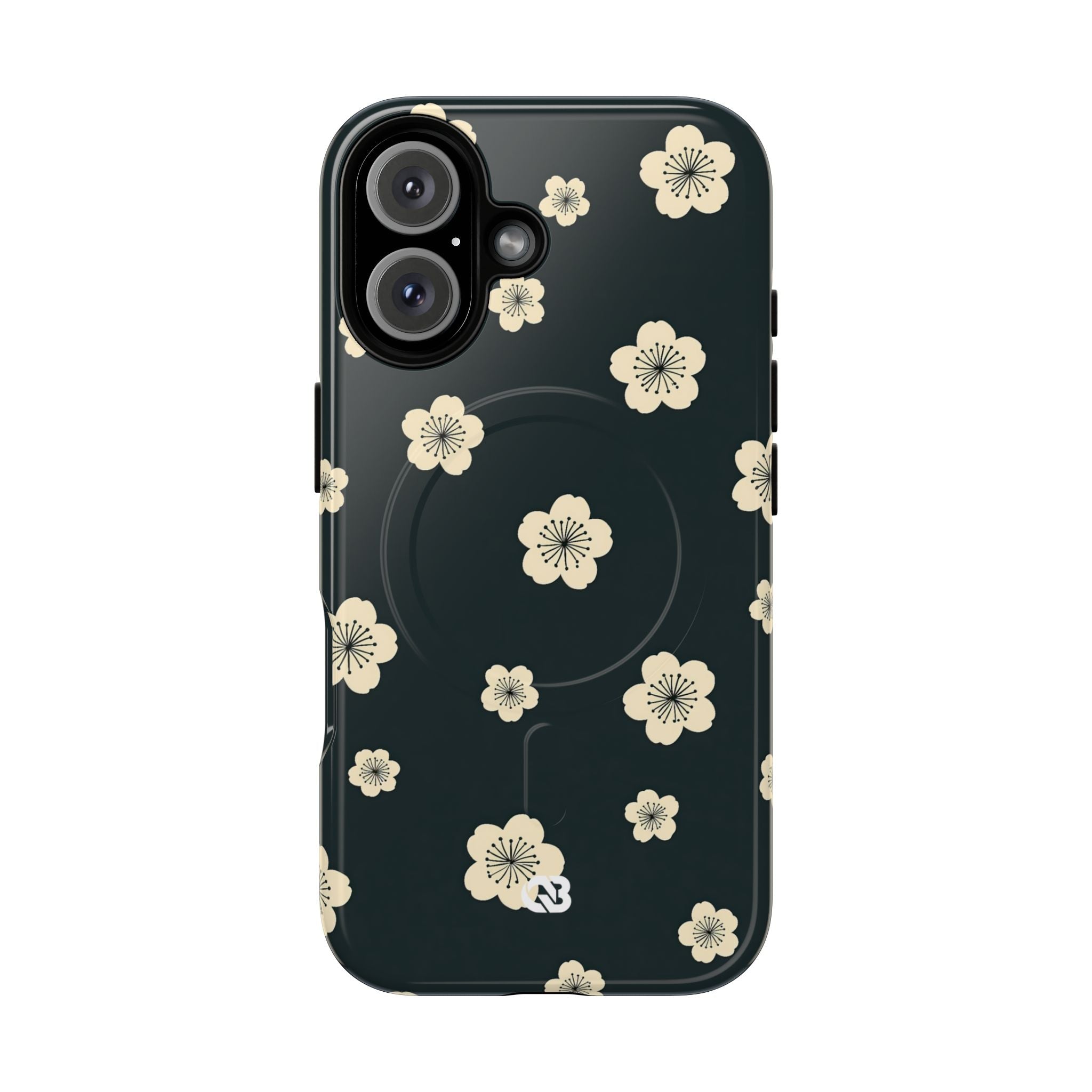 Teal Tough 2.0 Magsafe Phone Case for iPhone - Obsidian Cream Petals