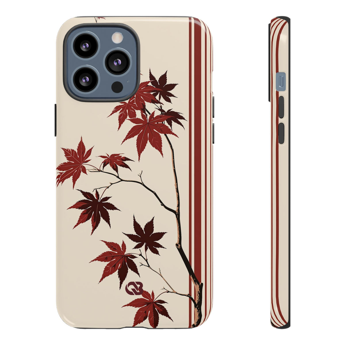 Crimson Maple Branch · Tough Phone Case for iPhone · Beige