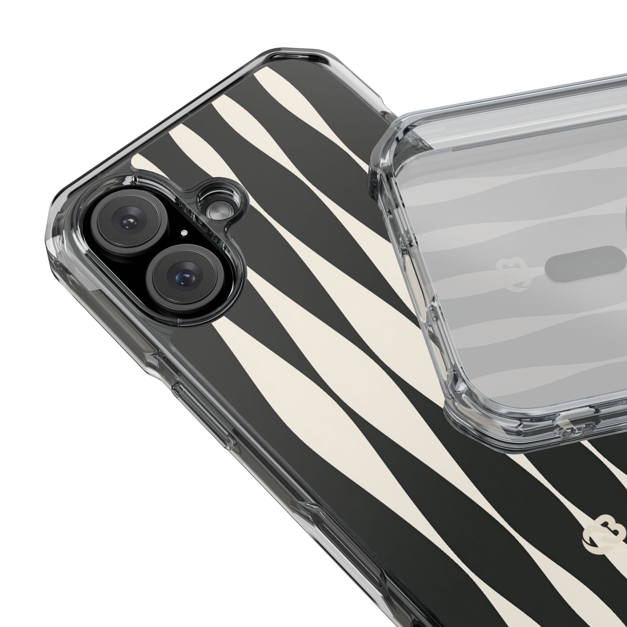 Black Impact MagSafe Phone Case for iPhone - Ivory Spindle Grid