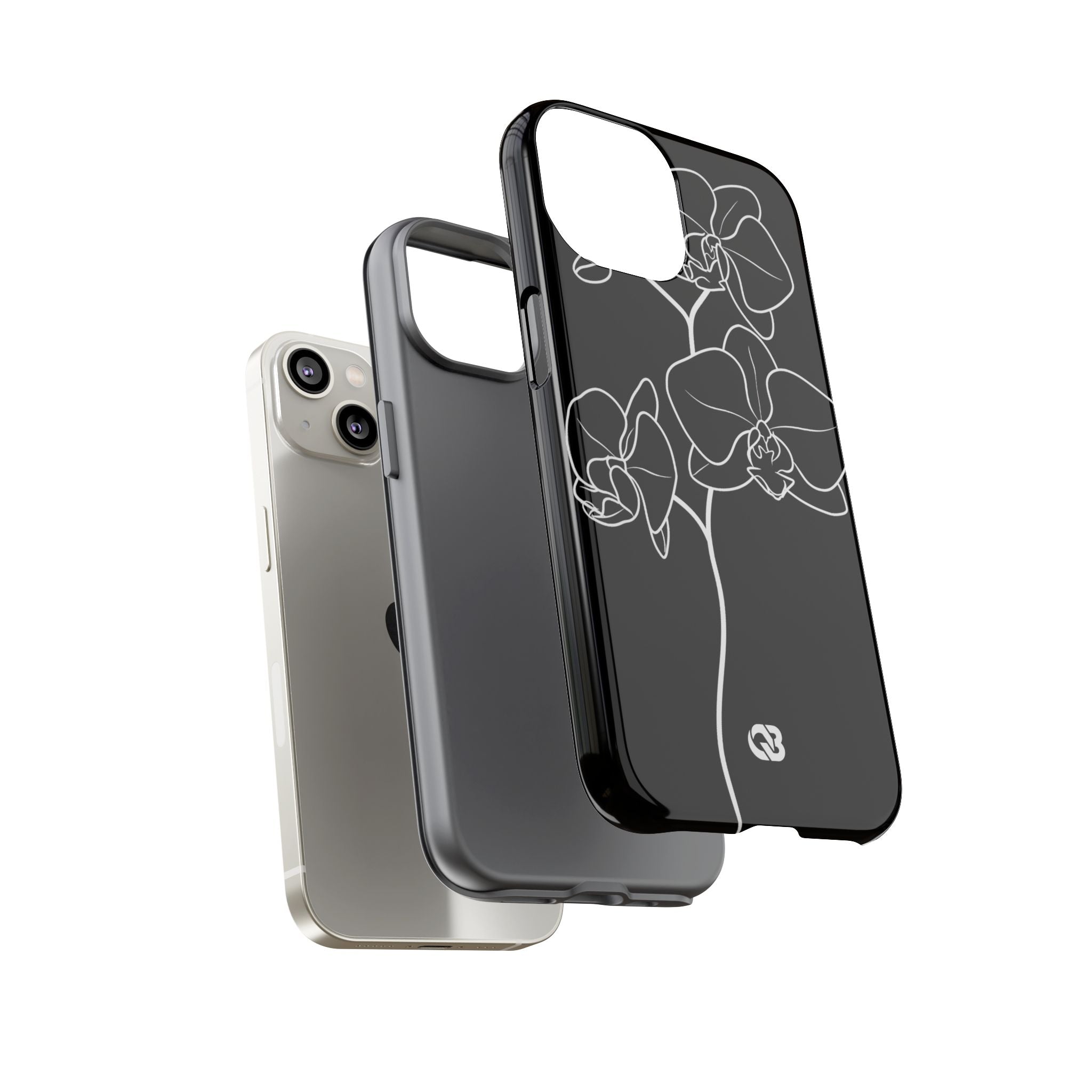 Black Tough Phone Case for iPhone - Noir Alabaster Orchid