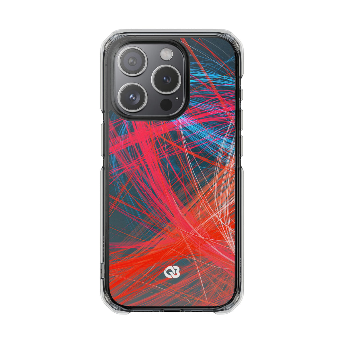 Neon Fiber Stream · Clear Impact Magnetic Phone Case for iPhone · Red