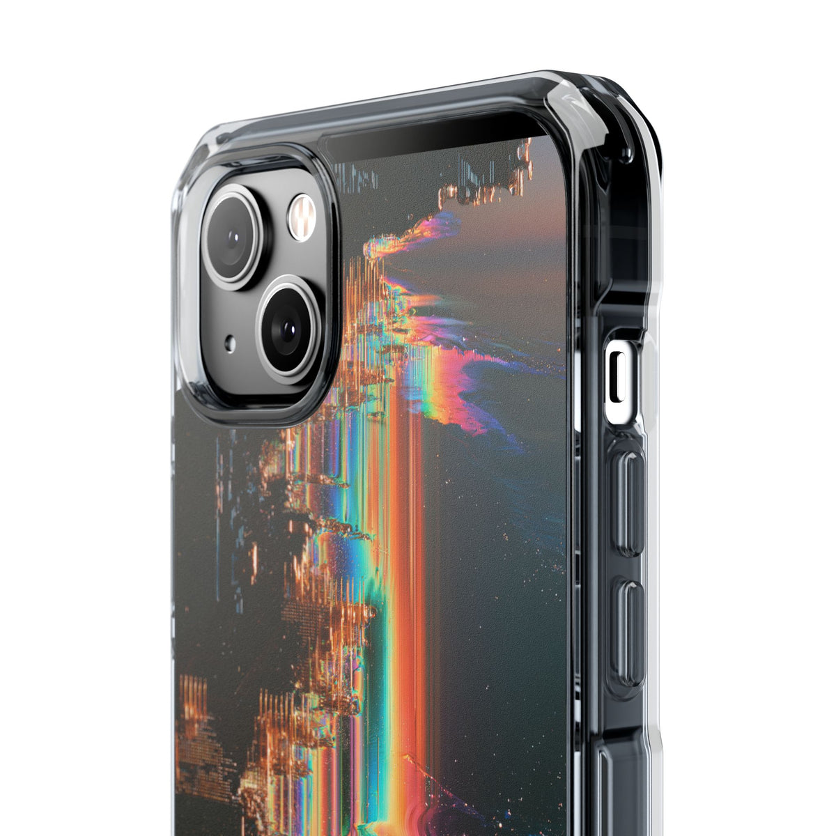 Prismatic Circuit · Clear Impact Magnetic Phone Case for iPhone · Black