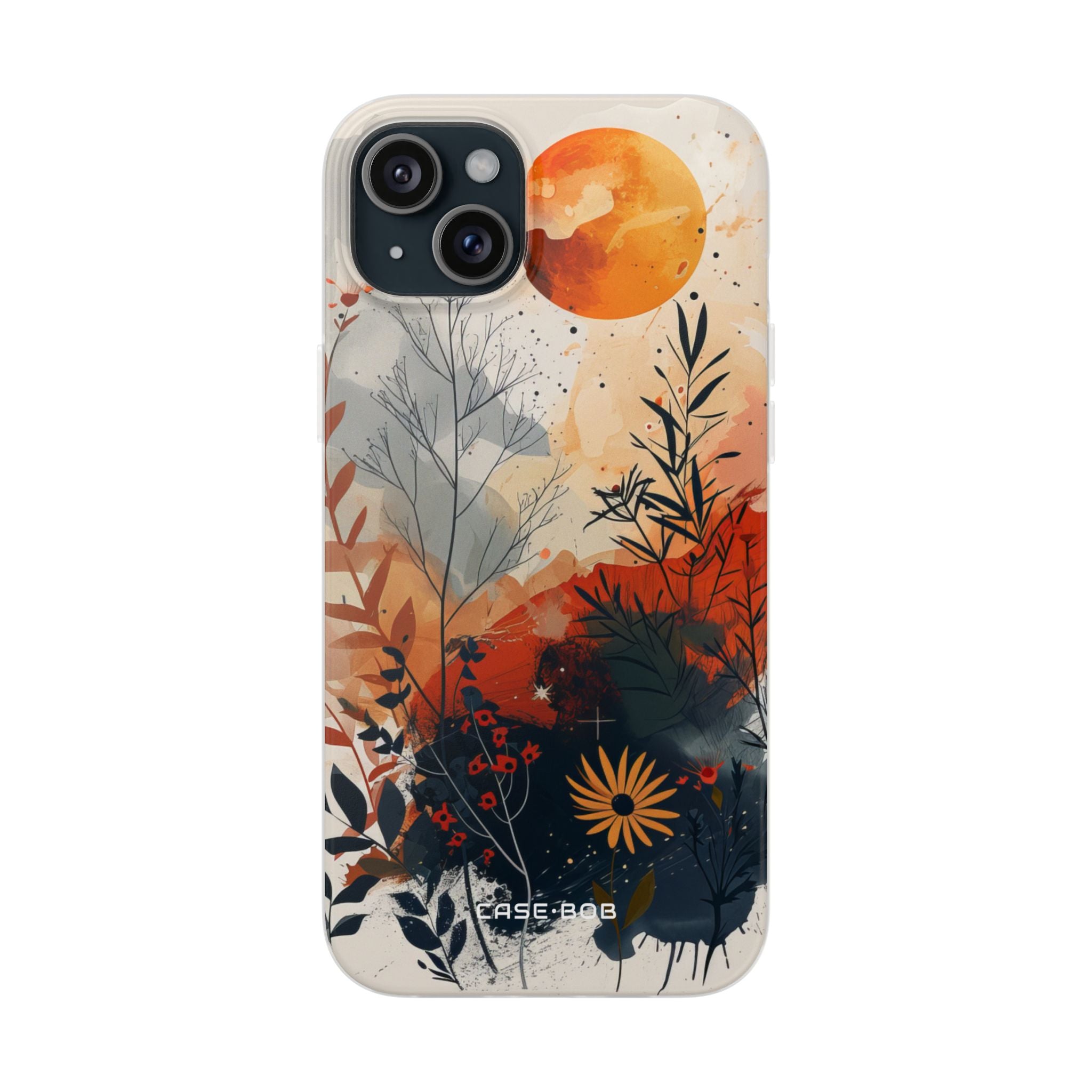 Orange Solstice iPhone 15 Plus Cover - Blød