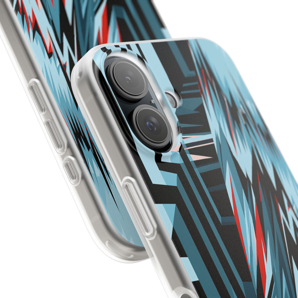 Blue Lite Phone Case for iPhone - Glitch Peak Cyan