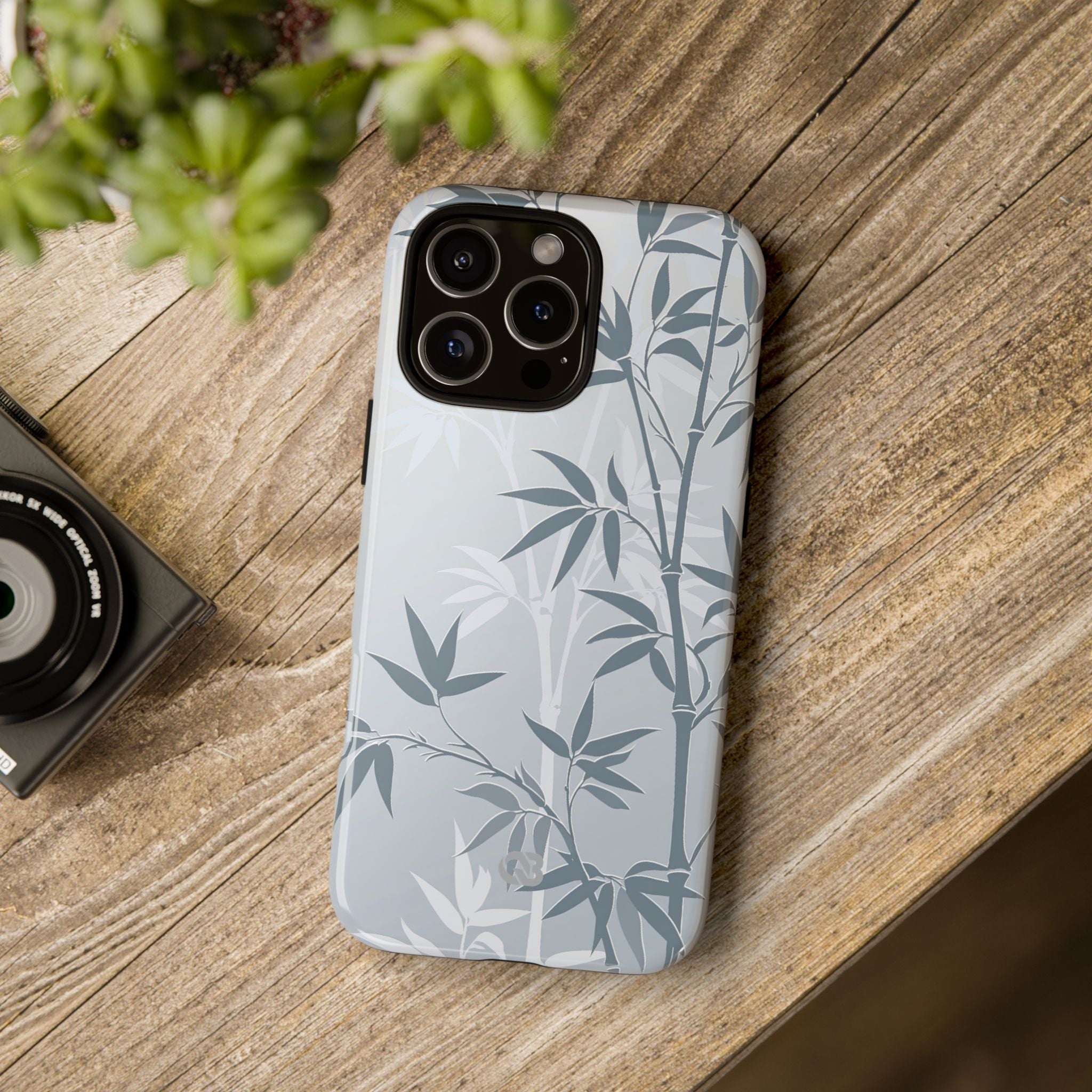 Blue Tough Phone Case for iPhone - Slate Bamboo Shadow