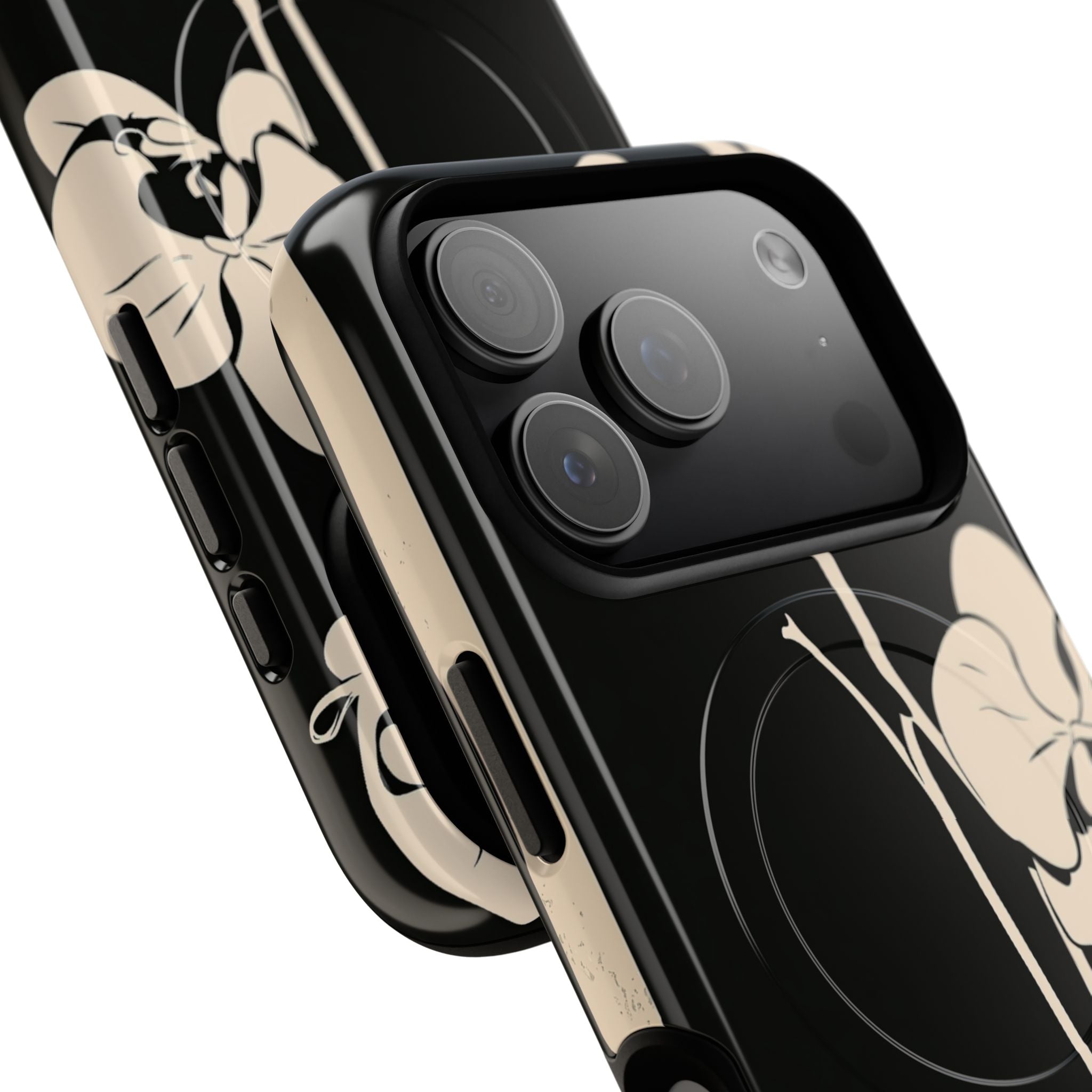Black Tough 2.0 Magsafe Phone Case for iPhone - Obsidian Bone Orchid