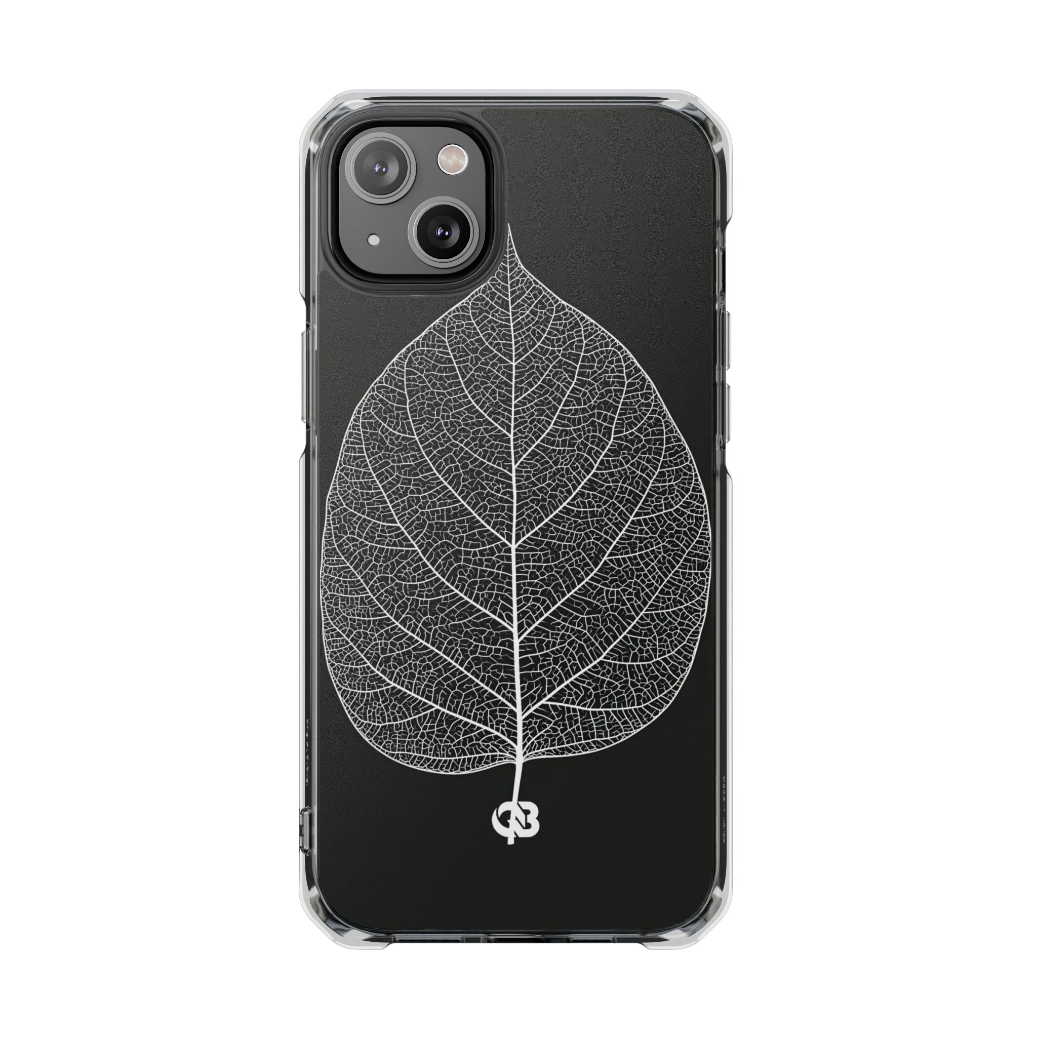 Black Impact MagSafe Phone Case for iPhone - Bleached Leaf Lattice