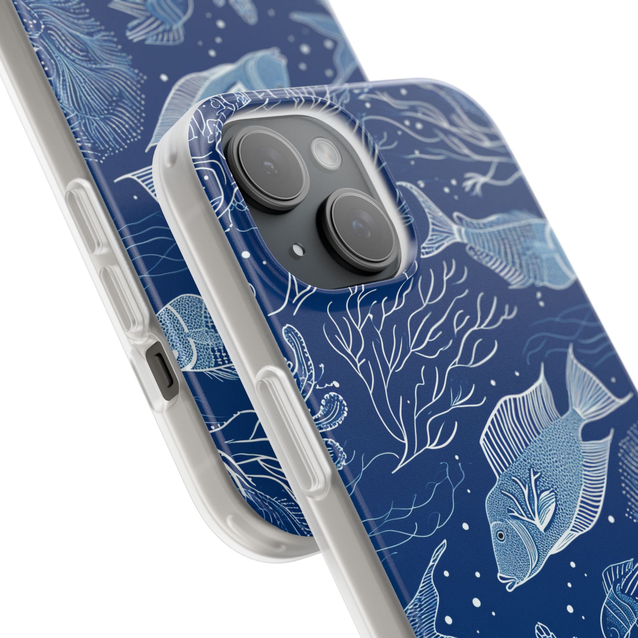 Navy Scale Reef iPhone 15 Case - Soft