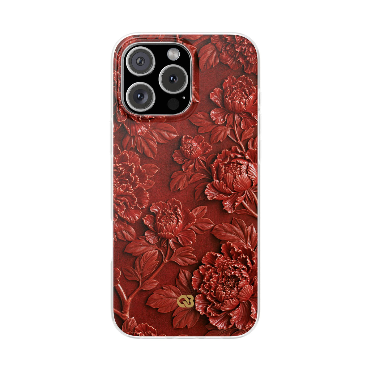 Cinnabar Peony Relief · Lite Phone Case for iPhone · Red