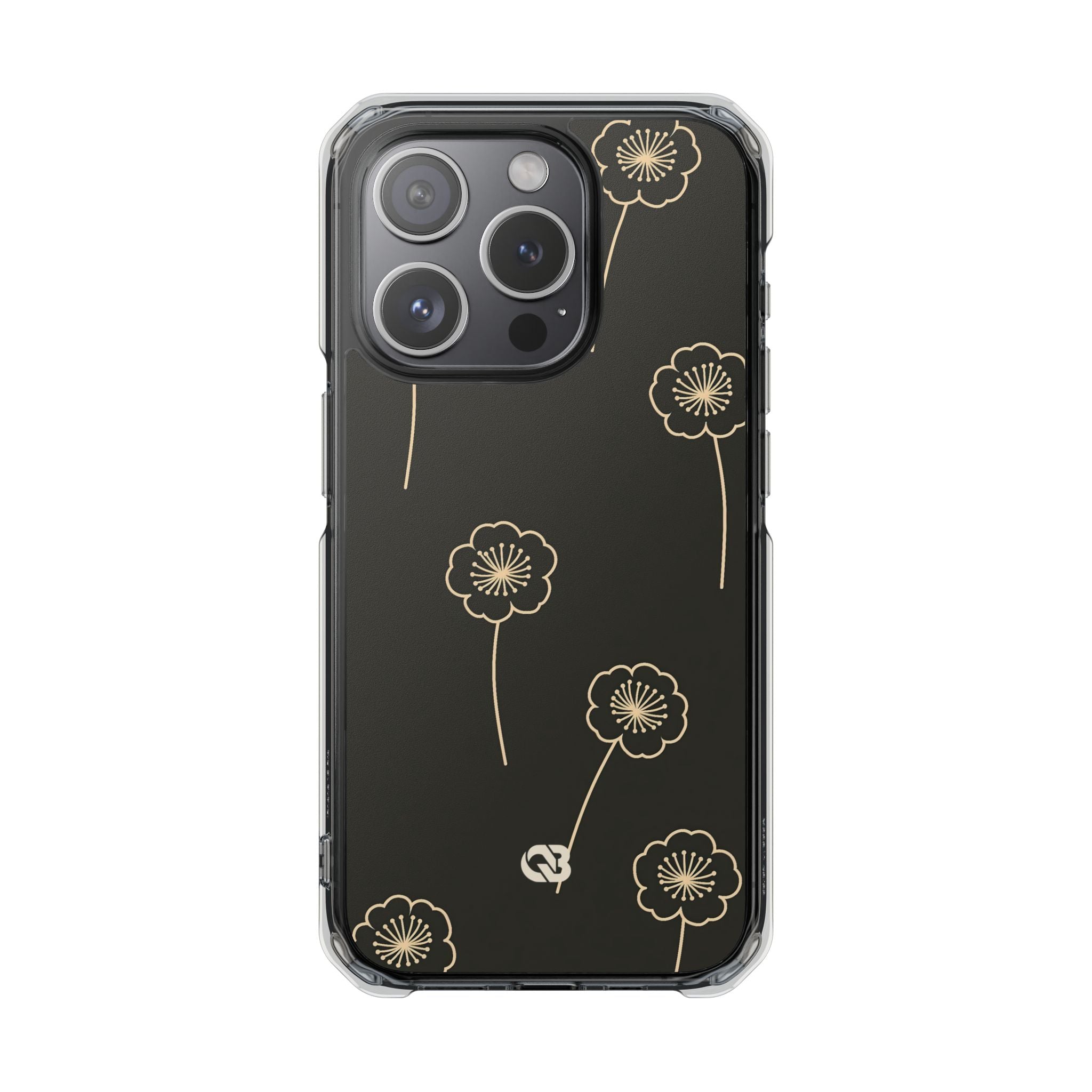 Black Impact MagSafe Phone Case for iPhone - Obsidian Sand Petals