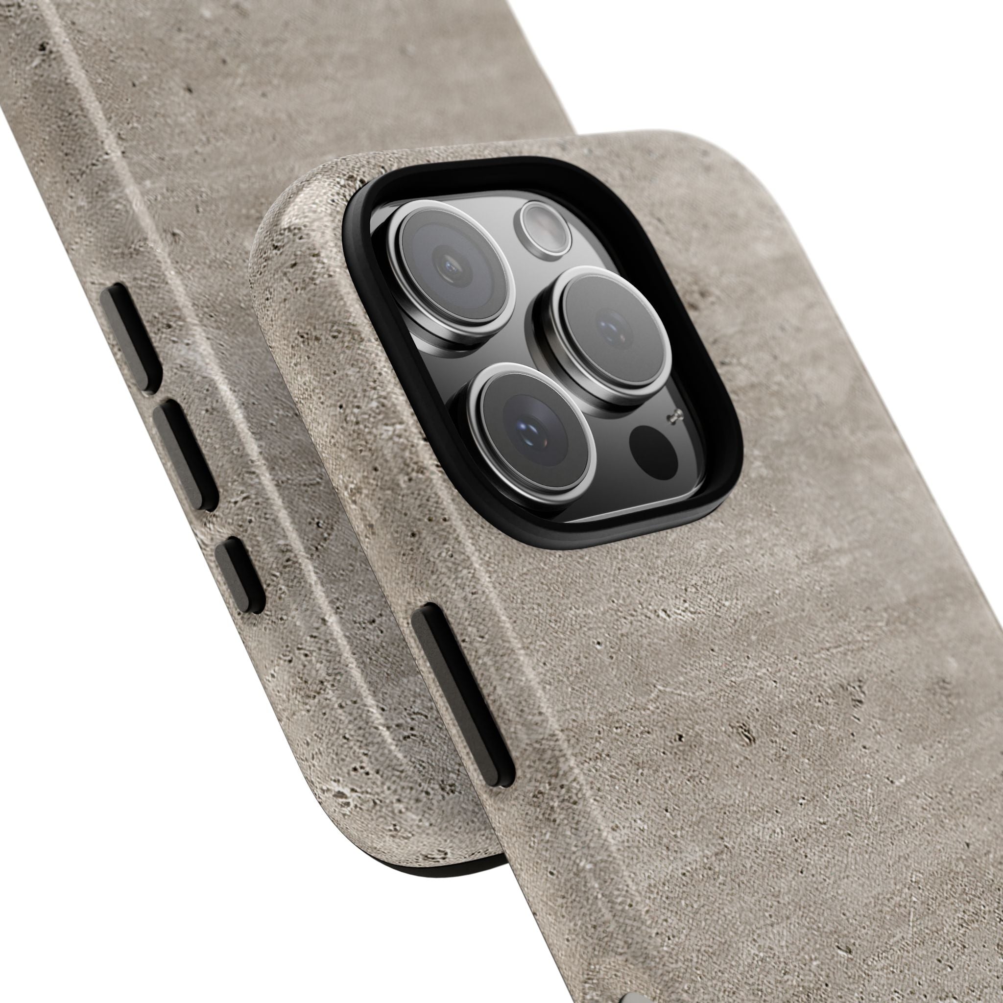 Grey Tough Phone Case for iPhone - Brutalist Stone Grit