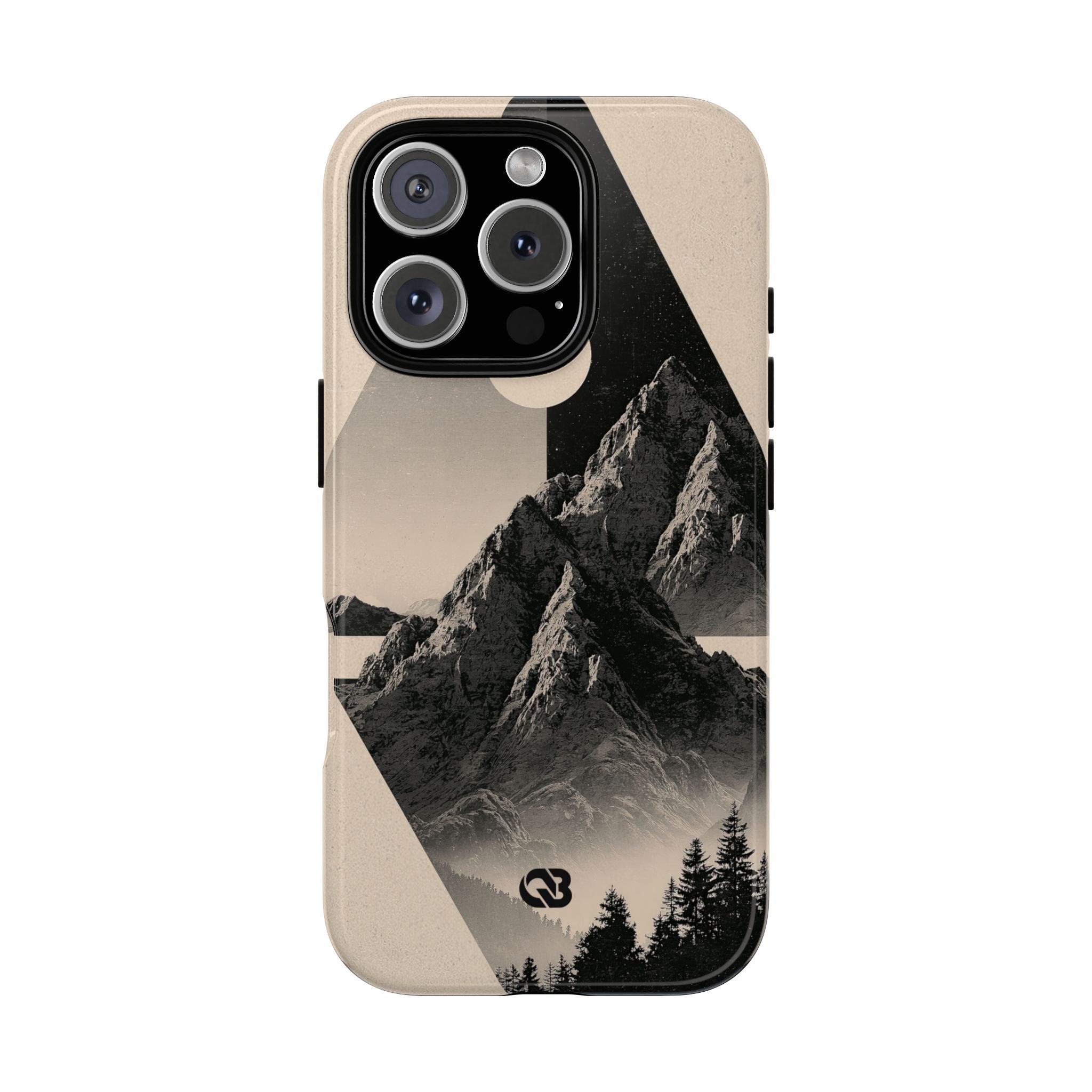 Beige Tough Phone Case for iPhone - Obsidian Summit Parchment